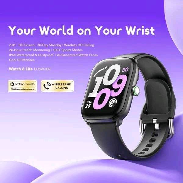 أورایمو Watch 6 Lite • شاشة ٢٫٠١ بوصة • مكالمات بلوتوث