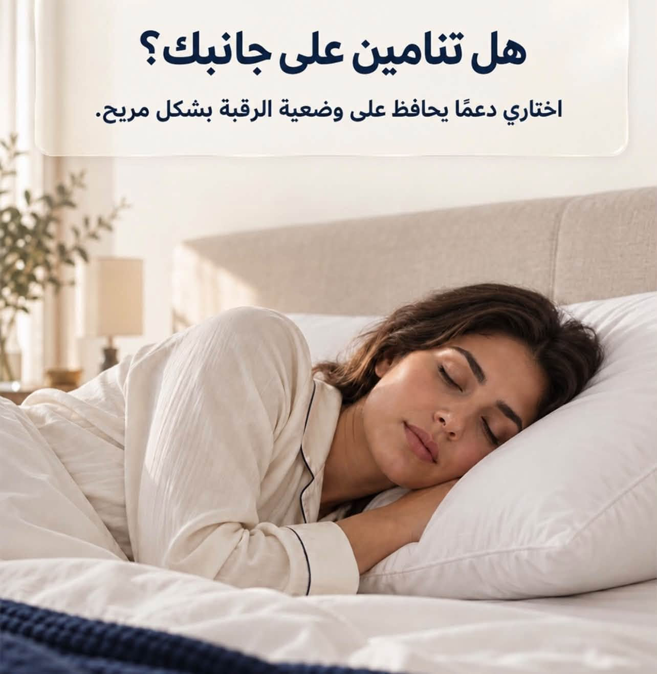 عروضنا مع دافانا للمفروشات ⚜️

     لونها أوف وايت/كريمي هادئ ويناسب أغلب ألوان غرف النوم.
• 🛏️ حجمها كبير وعريض، فتدعم الرأس والرقبة والكتفين بشكل أفضل من المخدات الصغيرة.
• ✨ بيها حواف مخيطة بلون بيج ذهبي تعطيها شكل أنيق وفخم.
• ☁️ مبين حشوها ناعم ومنتفخ، ومصممة حتى تعطي إحساس مريح أثناء النوم.
• 🌙 مناسبة للنوم اليومي وكذلك كـ مخدة ديكورية فندقية فوق السرير.
• 🏨 الصورة مكتوب عليها الوسادة المثالية، والتصميم فعلًا يعطي ستايل الفنادق الراقية

#مفروشات#ديكور_المنزل #اثاث_منزلي #اناقة_البيت#ديكور_راقي تصميم_داخلي افكار_ديكور اثاث_راقي بيت_الاحلام تجهيز_المنزل مفروشات _العراق اثاث_عراقي عروض_العراق ديكور_ عراقي كربلاء النجف  بغدادالحلة البصرة السماوه الناصرية 
توصيل_مجاني عروض_خاصة خصومات افتح_بيتك_بذوق البيت_الراقي الراحه_تبدأ_من_البيت ستايلك_يبدأ_من _البيت

نص مكتوب في الصور:
- الوسادة المثالية؟ هي التي تمنحك دعمًا مريحًا وتناسب طريقة نومك ELEGANZA
- ارتفاع الوسادة مهم الوسادة المرتفعة جدًا أو المنخفضة جدًا قد لا تكون مريحة لك.
- هل تنامين على جانبك؟
- اختاري دعمًا يحافظ على وضعية الرقبة بشكل مريح.
- هل تنامين على ظهرك؟ غالبًا تحتاجين إلى وسادة تمنح دعمًا متوازنًا للرأس والرقبة.
- هل وسادتك مناسبة لك؟ اختيار الوسادة لا يعتمد على الشكل فقط.