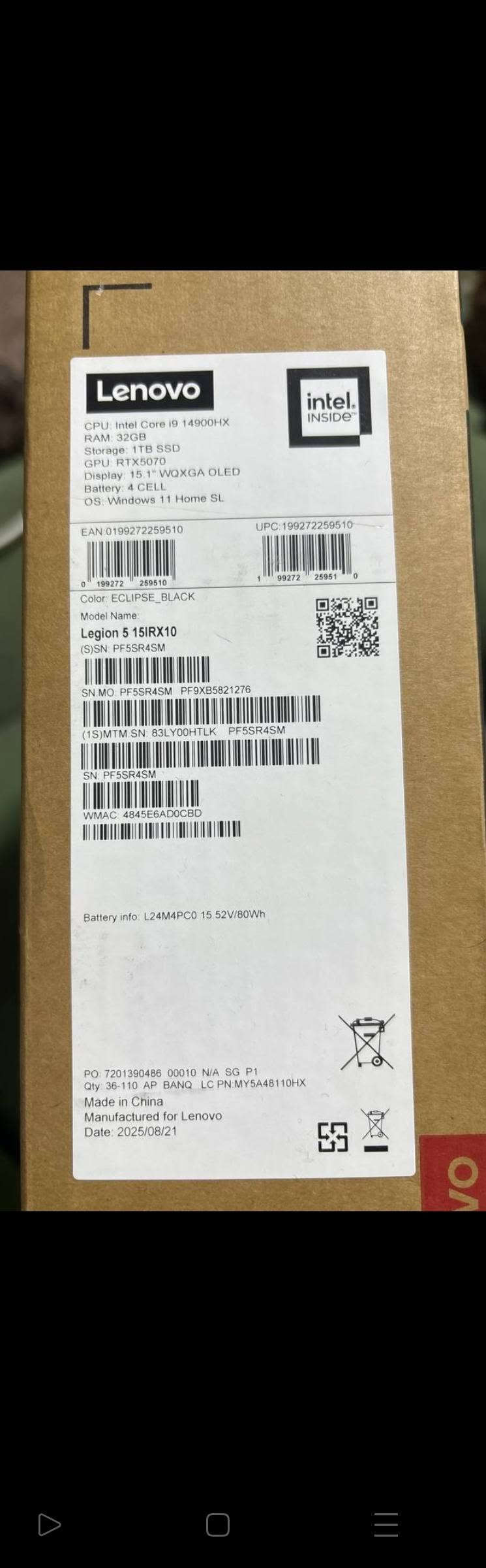 للبيع وحش القيمنق والرندرة الخارق (Lenovo Legion) - كسر لزيرو جهاز اوبن بوكس  بحالة الوكالة تماماً نضافه 100% ⚡

الجهاز جديد ونظيف جداً جداً، خالي من أي شخط أو خدش، وبعده بضمانه الكامل متبقي بل ضمان 8 أشهر 

 والكرتونة والملحقات الأصلية كلها موجودة. (سبب البيع: محتاج قسط جامعه).

المواصفات العالية جداً:• المعالج: Intel Core i9-14900HX (أقوى معالج للرندرة والألعاب الجيل 14)•

 كارت الشاشة: NVIDIA RTX 5070 8GB (تشغيل أحدث الألعاب بأعلى دقة)• 

الرام: 32GB DDR5•

 الهارد: 1TB SSD NVMe الخارق بسعته وسرعته•
 البطاريه : 100% يعني غير مستخدم
 الشاشة: 15.1 إنش WQXGA OLED 2K (ألوان حقيقية مخصصة للمصممين والمونتاج)•

 النظام: Windows 11 الأصلي
السعر: 2,900,000 دينار عراقي (وبيه مجال بسيط جداً للشراي الجاد والفوري).المكان: بغداد عامريه (متواجد للتوصيل أو المقابلة للمعاينة والفحص). للتواصل خاص هذا رقمي ***********
