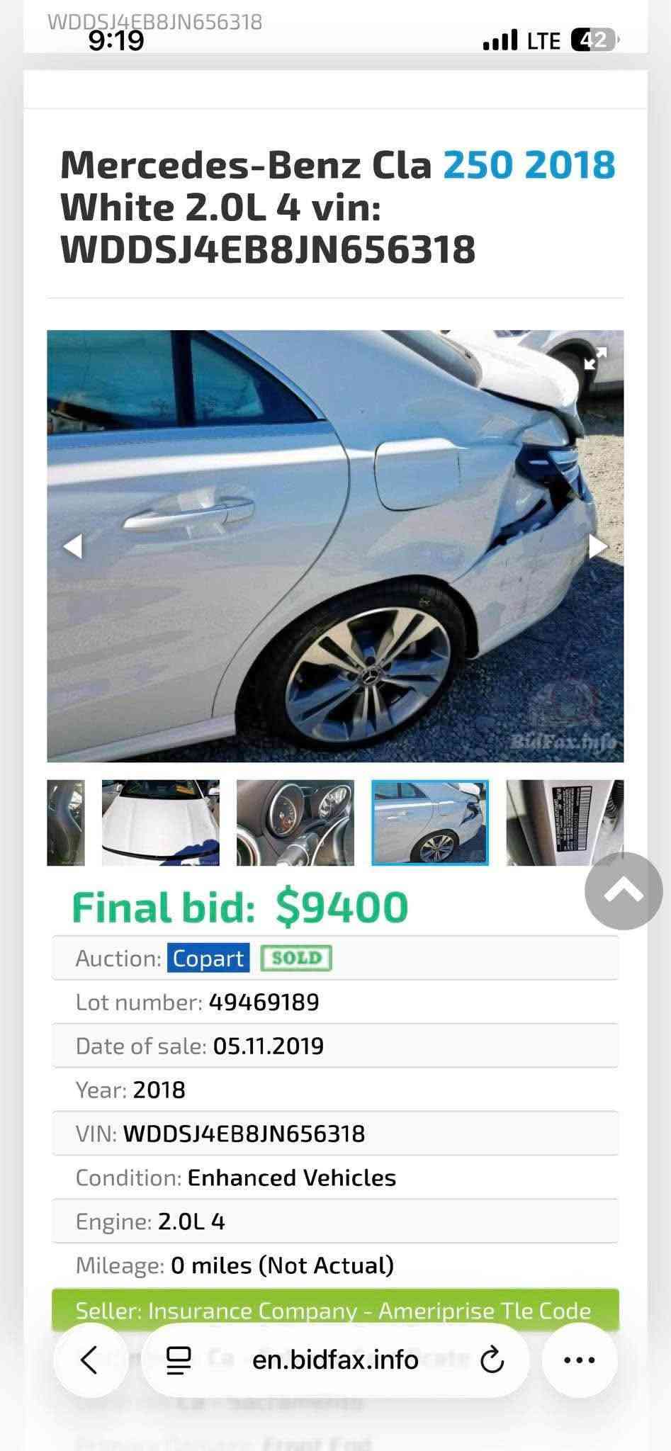 مارسيدس Cla250 
٢٠١٨
٤ سلندر ٢٠٠٠ توربو
سونار بالمنشور
وصور الحادث موضحه 
بدون دواخل حادث موقوي

مكينه كير تبديد محد 
جاي يمهما عل شركة كفالة

كامل مواصفات عدا البنوراما مابيها 
بالسيترن
تحكم ستيرن
رادار سرعه
مانع امزلاق
مانع اصتدام
كامره خلفيه قلاب
مري كهرباء قلاب
انارة داخليه لدات ب 9 الوان
جلد الكراسي مع تدفئة
كراسي كهرباء
بصمه بكل الابواب
وضعيات تحكم ميموري عدد 2
بدون بنوراما
لد زنون الايتات
البك لايت لدات
صندوك كهرباء
كار بلي
سيدي او ديفيدي
شاشه داخليه مع ماوس ميكانيكي
تبريييد ثلج معروف المارسيدس بالتبريد
اشارة بالمري

كل الايرباك سليم عدا ايرباك جامة السايق

رقم بغداد تحويل مباشر
📍بغداد زيونه

سعر 150$ ورقه وبيها مجال للشراي
بيع او مراوس بتسلا

واتساب
*********** بغداد, العراق
