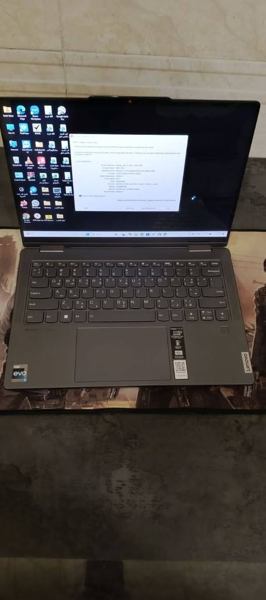 السلام عليكم
لابتوب Lenovo Yoga 7 (2in1) سوبر سلم - لمس وقلاب 360 درجة.
المعالج: i7 جيل 13 الحديث، أداء طيارة.
الرام: 16GB LPDDR5 فائق السرعة.
الهارد: 512GB SSD من اقوى الأنواع و اسرعهن
كيبورد عربي انكليزي 
شاحنة اصلية تايب سي
كارت الشاشة: Intel Iris Xe (وي الشير يوصل 8 غيغا).
الشاشة: 14.0 بوصة بدقة 2.2K لمس وألوان حقيقية.
البطارية: سعة ضخمة 71Wh تطول ساعات.

النظافة أكثر من 99% ألمنيوم لون رمادي فخم.
***********
توصيل جميع العراق
