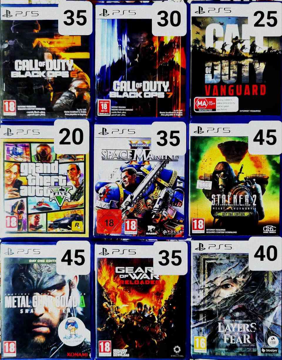 مستخدم PS4 وPS5  مجموعة كبيرة 
⚠️ حجز وتبديل عبر الخاص او واتساب 
 
✅تثبيت الحجز بالخاص برقم وعنوان لسرعة التثبيت
 ❗️واذا عندك مراوس ارسل شنو عندك..
—————————————————
🚌 كل محافظات العراق ب5 الف فقط 
—————————————————
 🗺 العنوان بغداد الحبيبيه قرب جامع ذو الفقار 
—————————————————
 💬 *********** واتساب 
—————————————————
للمزيد تابع الصفحة

نص مكتوب في الصور:
- 55 60 60 45 40 65 25 40 35
- 60 50 60 55 35 30 55 55 45
- 60 80 60 35 60 50 55 45 40
- 60 55 70 65 30 45 55
- 35 30 25 20 35 45 45 35 40
- 25 25 55 25 25 65 25 55 25
- 25 30 60 30 35 35 35 25 60
- 50 20 40 30 45 25 25 20 25
- 25 20 35 20 50 25 35 30 35