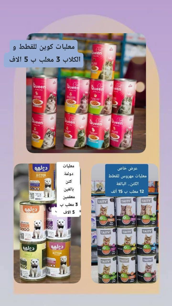 مستلزمات القطط و الكلاب و الطيور المتوفرة 
الأعظمية شارع المشاتل عيادة. فور باوس 
متوفرة خدمة توصيل بغداد و المحافظات
للحجز مراسلة الصفحة
او على الارقام التالية 
***********
***********
