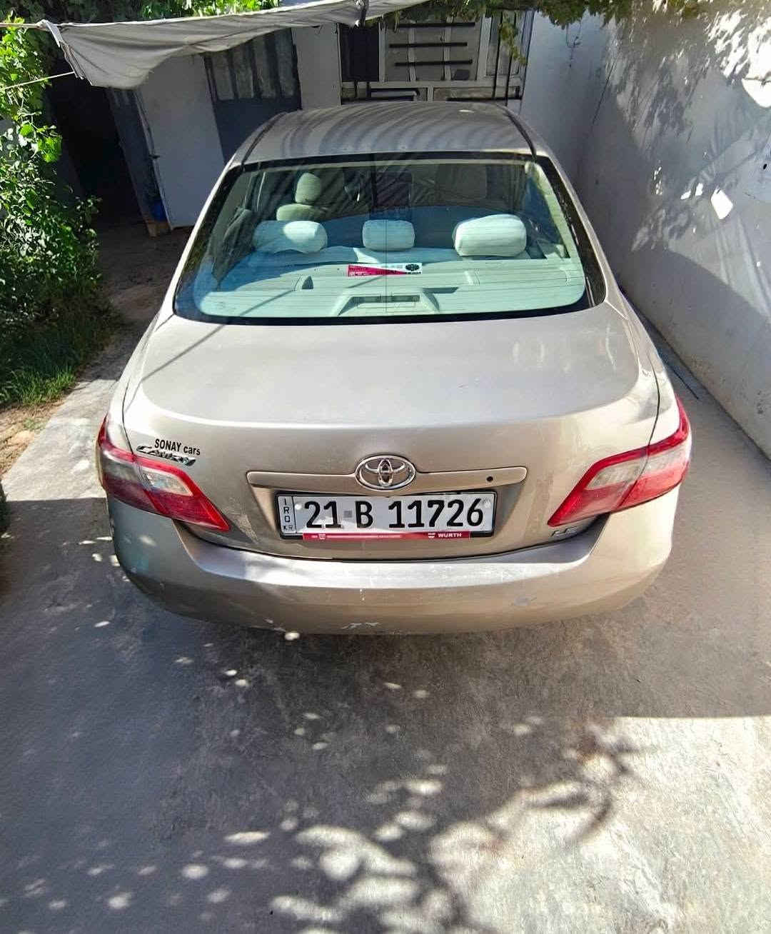 🚨 عرض - تويوتا كامري 2009 | وارد امريكي (SL)🚗
لون: صحراوي.
🛞تايرات : جديد بحاله ممتاز
🔋باتري: جديد قبل شهر
🔧 مكينه وكير : مكفولة 
⛽ بطاقه بانزين: جاهز 
📜شرط التحويل ✔️
شاشه وكامره خلفية📹 
كش امامي كهربائي⚡
لايتات زينون 💯
📍الموقع: كركوك قضاء داقوق.

💯سياره مال بيت وضررها موجودة بل سونار 👇🏻.
💰 السعر: 90 (قابل للتفاوض البسيط)
📞 للاستفسار : ***********
