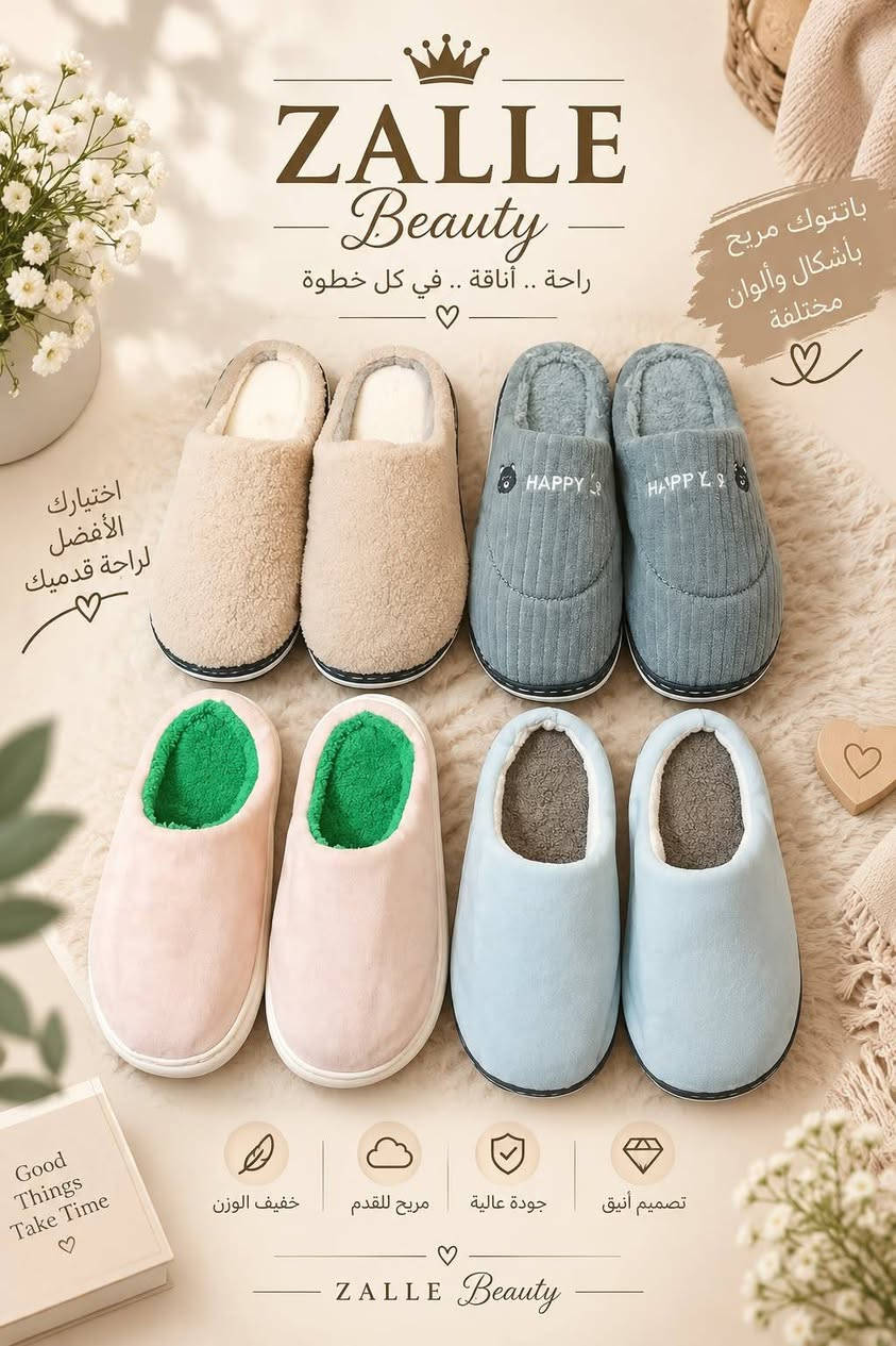 ✨ وصل حديثاً بانتوف بأشكال وموديلات حلوة ومميزة 😍🩴
راحة وأناقة وبأسعار تنافسية تناسب الجميع 💕🔥
🚚 التوصيل متوفر بسماية 
📩 للاستفسار والحجز مراسلة عالخاص
اختاري موديلج المفضل وخلي أناقتج تكمل ويانا 🎀🤍

نص مكتوب في الصور:
- ZELLA BEAUTY
- ZALLE BEAUTY
- كُلُّ خُطْوَةٍ.. جَمَالٌ وَ رَاحَةٌ
- ZALLE Beauty راحة .. أناقة .. في كل خطوة باتتوك مريح بأشكال وألوان مختلفة اختيارك الأفضل لراحة قدميك Good Things Take Time خفيف الوزن مريح للقدم جودة عالية تصميم أنيق ZALLE Beauty