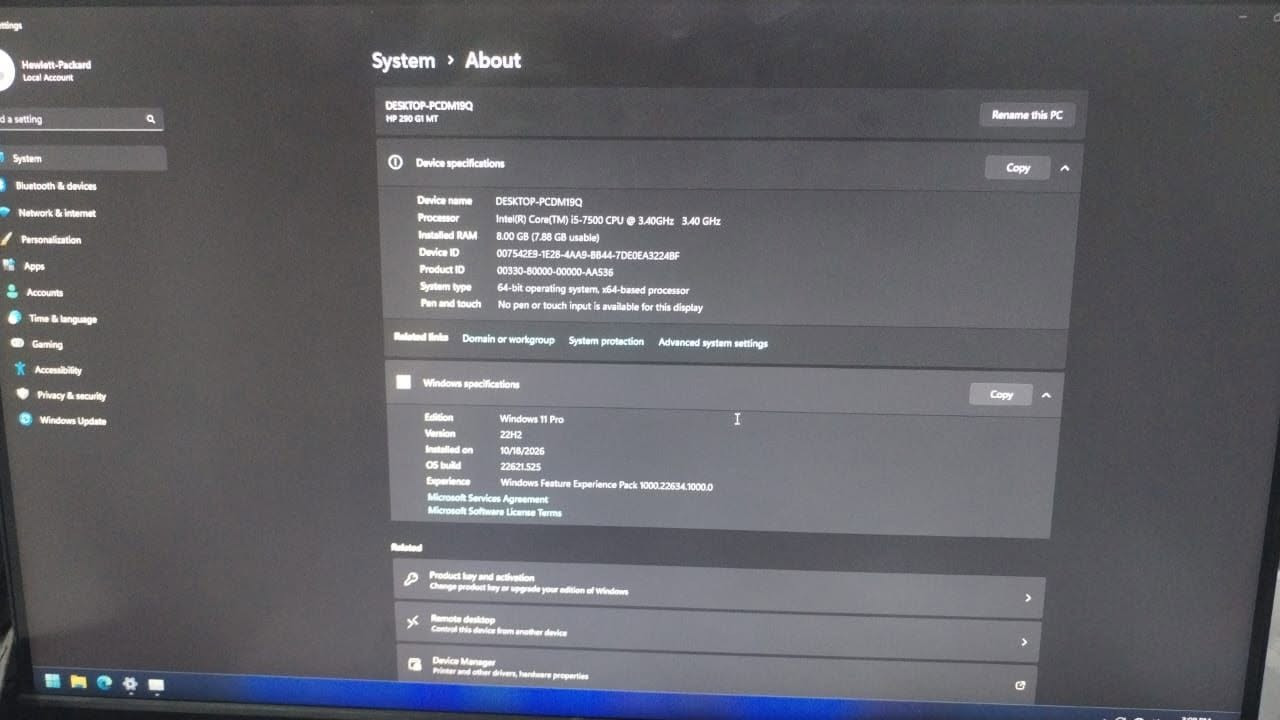 كيس HP • i5-7500 • ٨ جيجا