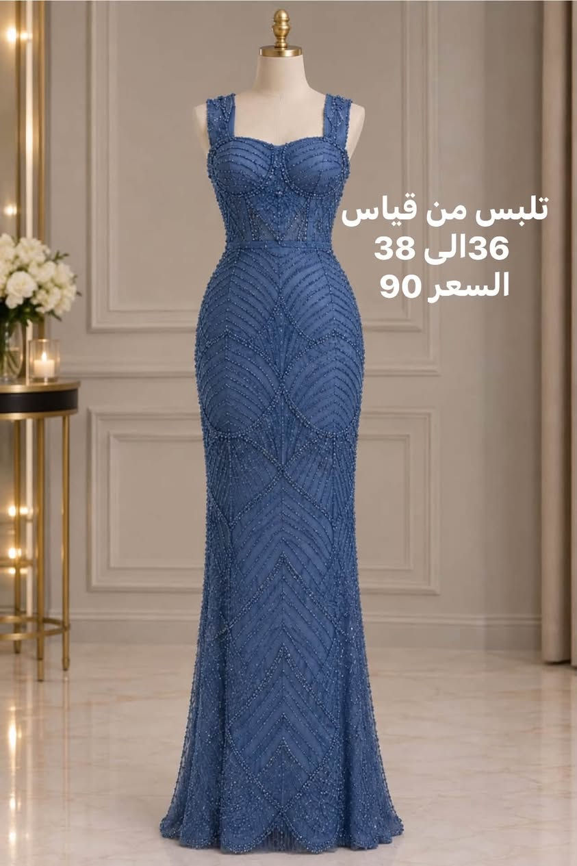 فساتين سهرة • خرز وكريستال • مقاسات ٣٦-٤٤
