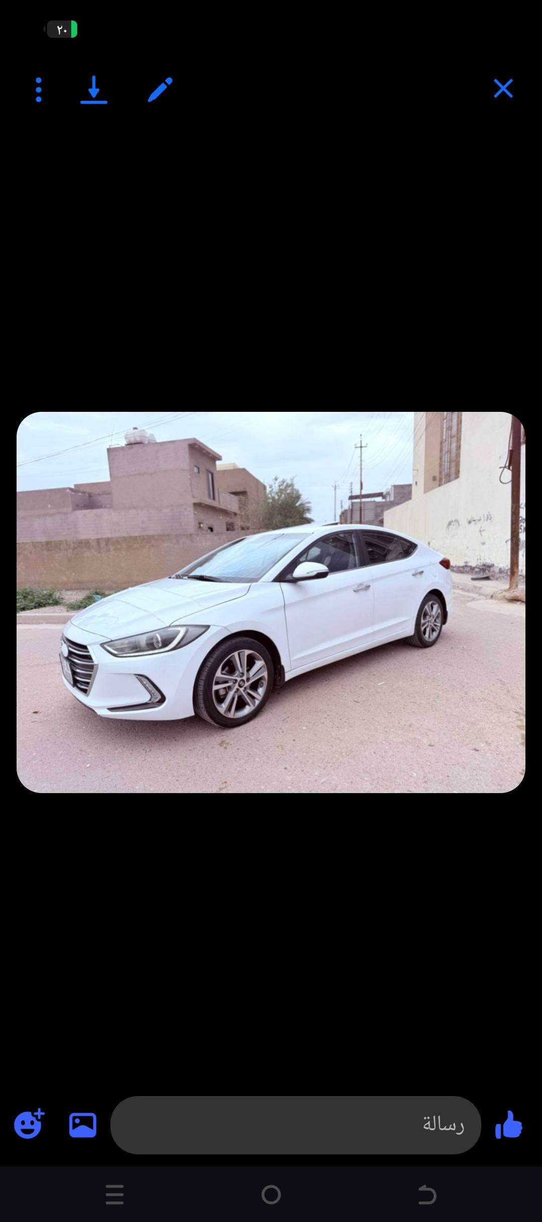 النترة2018خليجي
 رقم بغداد
لون ابيض
ماشية 160
محرك2000
كير اي تي
بيها 5قطع
بيها ضربه بنيد وجاملغ ايمن مصبوغات بنيد وجاملغ ايمن وايسر وبيها خشم الشاصي تعديل  صبغ بالهلال الخلفي كد 4 اصابع من يم صفحه السايق وبيها بابين عكس السايق مفتوحات لاجل تصليح بارد فقط
 سونرها تفاصيلها بصور
مكان بغداد بلديات
 سعرها 110وبيها مجال...... خاص

نص مكتوب في الصور:
- ٢٠
- رسالة