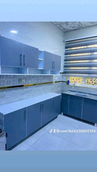 كاونتر خشب تركي mdf ✔️ 📌قياس مترين ارضي وملحق +سنك متر و20  مرمر السنك...
