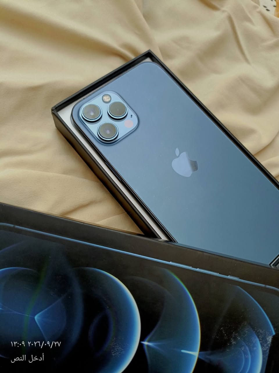 📱 للبيع iPhone 12 Pro Max
🔋 البطارية: 87% وصرف الشحن حلو جداً
✨ الجهاز نظيف جداً جداً
🚫 ما داخل تصليح ولا مفتوح
☑ كلشي أصلي بالجهاز
📦 الكارتون موجود
🔌 الشاحن والملحقات موجودة ونظيفة جداً
💯 الجهاز استخدام شخصي ومحافظ عليه

للاستفسار الاتصال على الرقم
***********

نص مكتوب في الصور:
- ١٣:١١ ٢٠٢٦/٠٩/٢٧ أَدْخِلِ النَّصَّ
- ١٣:٠٩ ٢٠٢٦/٠٩/٢٧
- أدخل النص