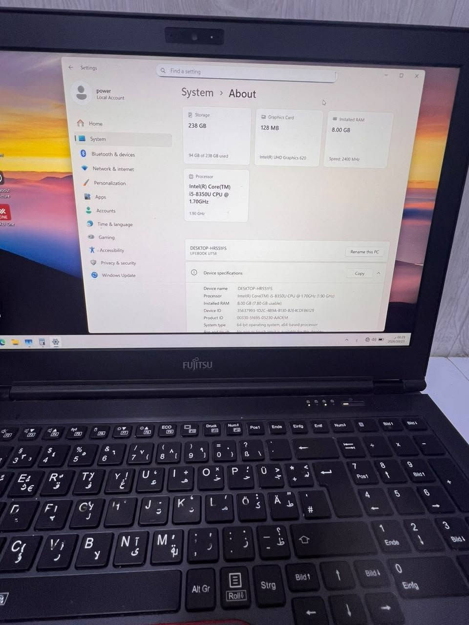 سيت كاشير • لابتوب Fujitsu ١٥انج • برنامج Dexef