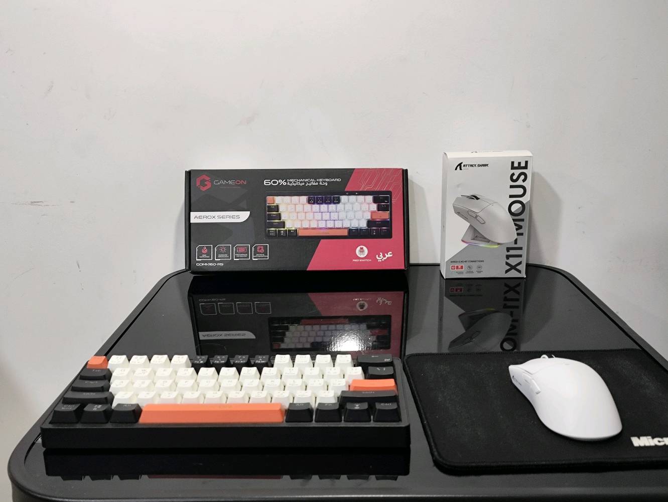 السلام عليكم 
متوفر ماوس + كيبورد مستعملات للبيع 🎮🖥️

⌨️ الكيبورد: GameOn
• حجم 60%
• Red Switch

🖱️ الماوس: Attack Shark X11

✅ كلهن شغالات بدون مشاكل
✅ كاملات الملحقات
💰 السعر: 45 ألف دينار
💵 بي مجال السعر

📍 المكان: الغزالية – الكفاءات