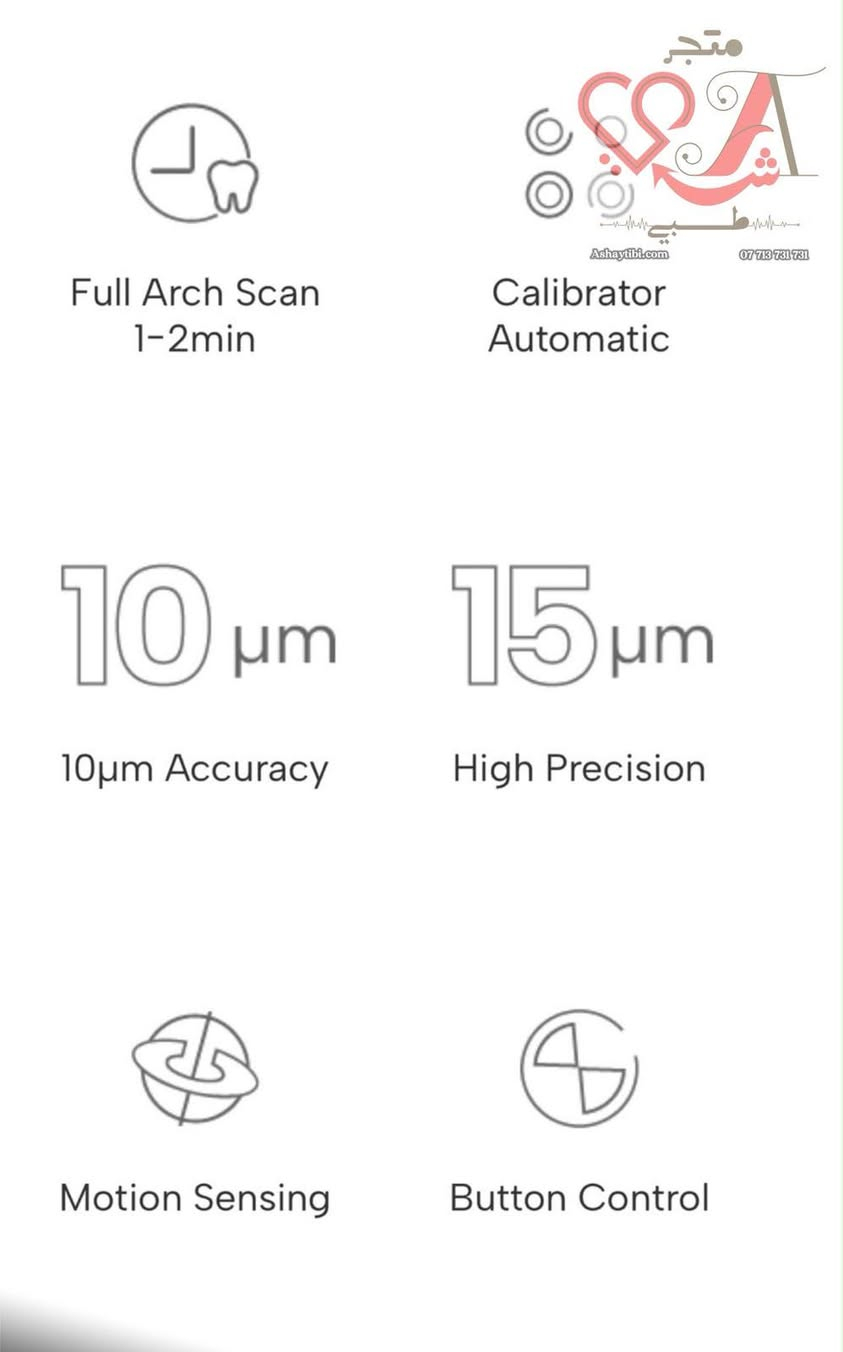 panda Oral scanner
كولش نظيف 
ضمن الضمان والدعم الفني
المشتري يربط مباشرةً مع الشركة
للاستفسار التواصل واتساب
http://wa.me/+9647709217692

نص مكتوب في الصور:
- متجر طبي
- Ashaytibi.com
- ***********
- CPU Dell G15: Intel i7-11800H / 12700H / 13650H RAM 16G / 32G Hard Disk SSD 512G or above Graphics Card RTX2060 / RTX3060 / RTX4060 Operating System Windows 10*64bit or above Resolution 1920*1080 2:08 Overall Size 216x40x36mm Handpiece Dimension Only 178g متجر طـبي Ashaytibi.com *********** Wide Scan Field 18x16mm Large Scan Depth 0-20mm Tip Type 3 Types (N/M/D) Tip Autoclave Cycle 20-50 Times
- متجر طبي Ashaytibi.com *********** Full Arch Scan 1-2min Calibrator Automatic 10 um 10um Accuracy 15 um High Precision Motion Sensing Button Control