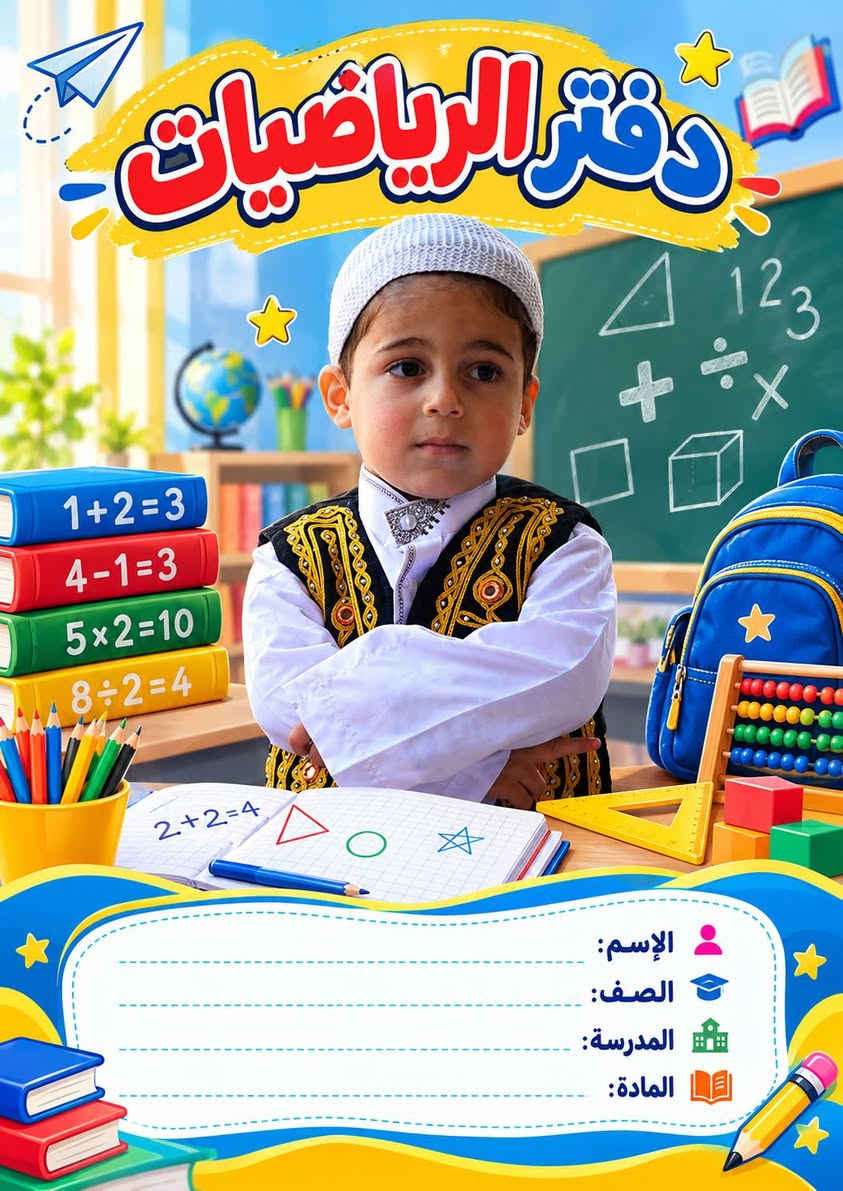📚✨ غلاف دفتر طفلك… بتصميم يميّزه! ✨📚
حوّل صورة طفلك إلى ورقة لاصقة بحجم A4 بتصميم مدرسي مميز وجذاب، تحمل صورته الحقيقية وعنوان المادة بأسلوب أنيق ومحبب للأطفال. 🎒📖
🌟 تصميم خاص باسم وصورة الطالب
📐 مقاس A4
🖨️ جودة عالية ومناسبة للطباعة
🎨 ألوان وتصميم متناسق مع المادة الدراسية
✏️ مساحة لبيانات الطالب
💙 صورة الطفل تبقى هي العنصر الأساسي في التصميم
خلّي دفاتر طفلك مختلفة ومميزة من أول نظرة! 🌈📚
📩 أرسل صورة طفلك + اسم المادة، ودعنا نصمم له غلافًا خاصًا به.
للطلب والاستفسار مراسلة الصفحة أو الاتصال على الرقم ***********

نص مكتوب في الصور:
- دفتر الاجتماعيات التاريخ الجغرافيا الوطن الاسم: الصف: المدرسة: المادة:
- التربية الإسلامية بالعلم نبني أخلاقنا الإسم: الصف: المدرسة: المادة:
- القراءة الإسم: الصف: المدرسة: المادة:
- دفتر الرياضيات الإسم: الصف: المدرسة: المادة: