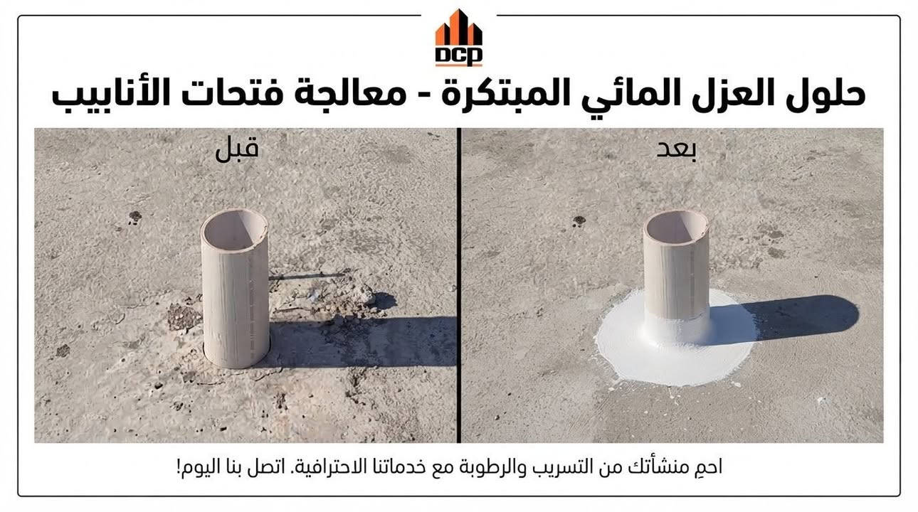 العزل الناجح يبدأ من المعالجة الصحيحة… وينتهي بحماية تدوم. 🏗️

جانب من أعمالنا في عزل الأسطح ومعالجة مشاكل تسرب المياه، وفق خطوات فنية مدروسة تبدأ من:

🔹 معالجة الجوينات والفواصل بين الأبنية المتجاورة.
🔹 معالجة الكرات والتشققات والعيوب الموجودة على السطح.
🔹 جلي وتنظيف سطح الكونكريت وتهيئته بصورة صحيحة.
🔹 تنفيذ العزل على طبقتين لضمان تغطية متجانسة وحماية أفضل للسطح.

وقد تم تنفيذ أعمال العزل باستخدام منتجات شركة DCP، الشركة العالمية المتخصصة في مواد العزل وكيميائيات البناء، لضمان جودة المواد وكفاءة الأداء.

لأن نجاح العزل لا يعتمد على مادة العزل وحدها، بل يبدأ من المعالجة الصحيحة وتجهيز السطح وصولًا إلى التنفيذ المتقن.

نبدأ من التفاصيل… لنصل إلى حماية أفضل.

يمكنك التواصل معنا عبر الصفحة
او التواصل معنا عبر الارقام التاليه:
***********
***********
او يمكنك زيارة موقعنا الكائن:
صلاح الدين_تكريت_مقابل بلدية تكريت

نص مكتوب في الصور:
- DCP حلول العزل المائي المبتكرة خدمات احترافية لضمان حماية منزلك العزل الأولي العزل النهائي
- قبل مراحل جلي الكونكريت وفتح المسامات - احترافية وجودة DCP خدمات DCP - لأساس متين يدوم بعد
- DCP حلول العزل المائي المبتكرة - معالجة فتحات الأنابيب قبل بعد احمِ منشأتك من التسريب والرطوبة مع خدماتنا الاحترافية. اتصل بنا اليوم!
- معالجة الجوينات وحلول العزل الإنشائي
- خدمات احترافية لضمان جودة المباني
- DCP
- قبل
- بعد