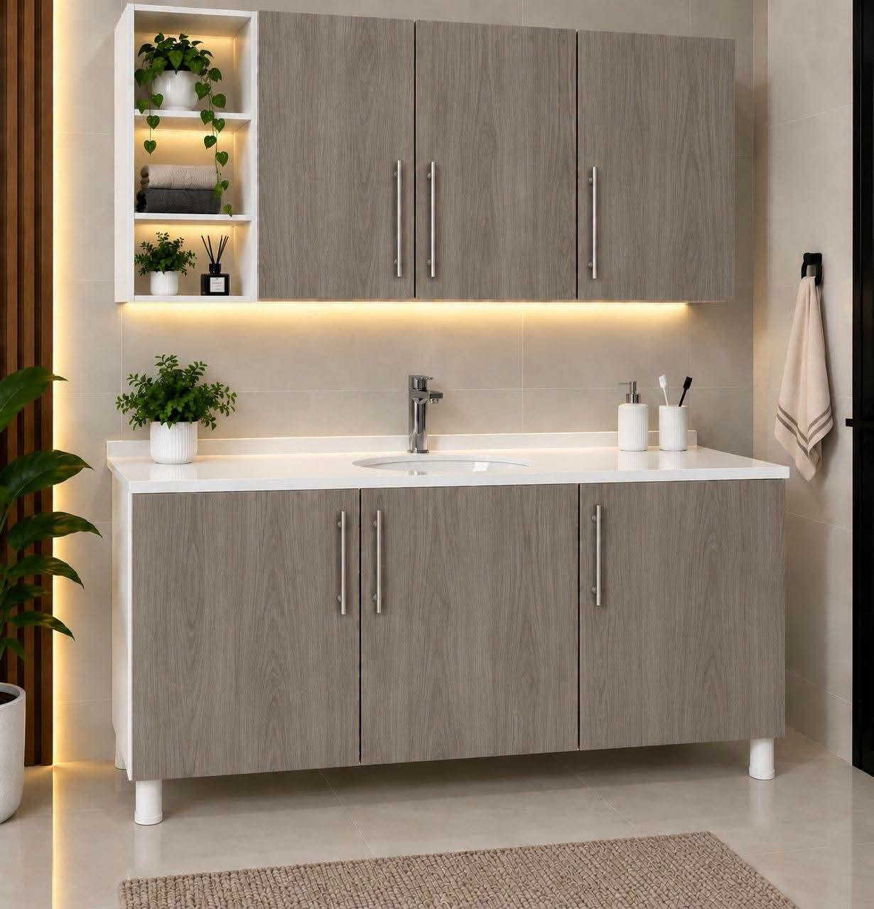 سنك وملحق خشب mdf قياس متر ونص
 السعر 210 الف

اذا اضافة ثلاث مجرات اضافة 25 الف على السعر
اذا اضافة مجر واحد اضافة 10. الف على السعر
اذا المرمر لون اسود او رصاصي اضافة 5 الف على السعر
