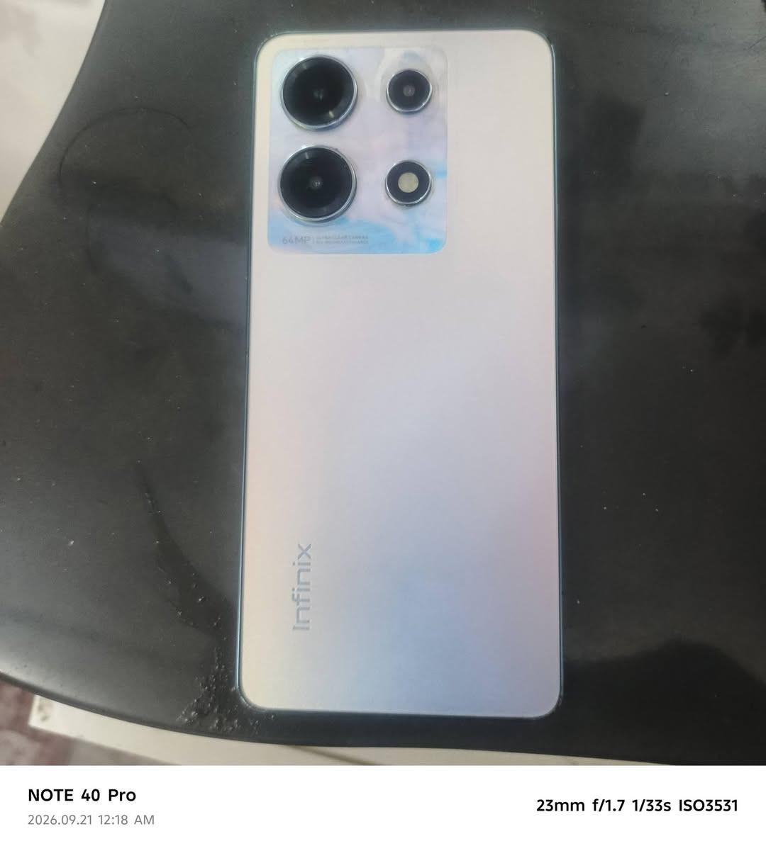 جهاز  lnfinix NOTE 30 
جهاز جديد كامل موصفاته مابدل أي شي بلجهاز 
ذاكرة 256
إصدار 14
يدعم الشحن السريع 
مكاني بغداد للتوصل *********** واتساب فقط

نص مكتوب في الصور:
- NOTE 40 Pro
- 2026.09.21 12:16 AM
- 23mm f/1.7 1/33s ISO5368
- 2026.09.21 12:17 AM
- 23mm f/1.7 1/33s ISO4978
- NOTE 40 Pro 2026.09.21 12:17 AM 23mm f/1.7 1/33s ISO5005
- NOTE 40 Pro 2026.09.21 12:18 AM 23mm f/1.7 1/33s ISO3531
