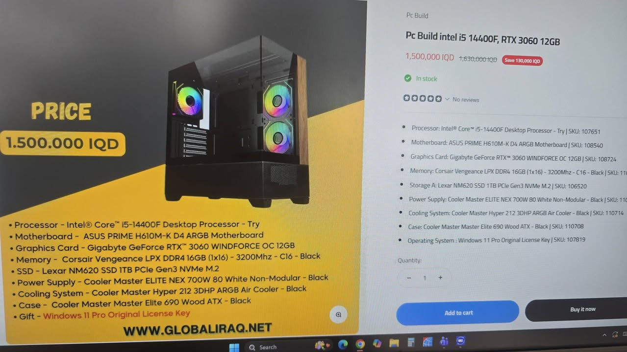 سلام عليكم
حاسبة pc دسكتوب
جديدة ب الباكيت صار 3 أشهر مشتريهة مواصفات راقية من شركة العالمية للحاسبات بعدهة بالضمان ضمانها سنة سبب البيع عدم التفرغ اشتريتهة ب 1800،000 قيم بما يرضي الله
كريعات الدهاليك ***********

