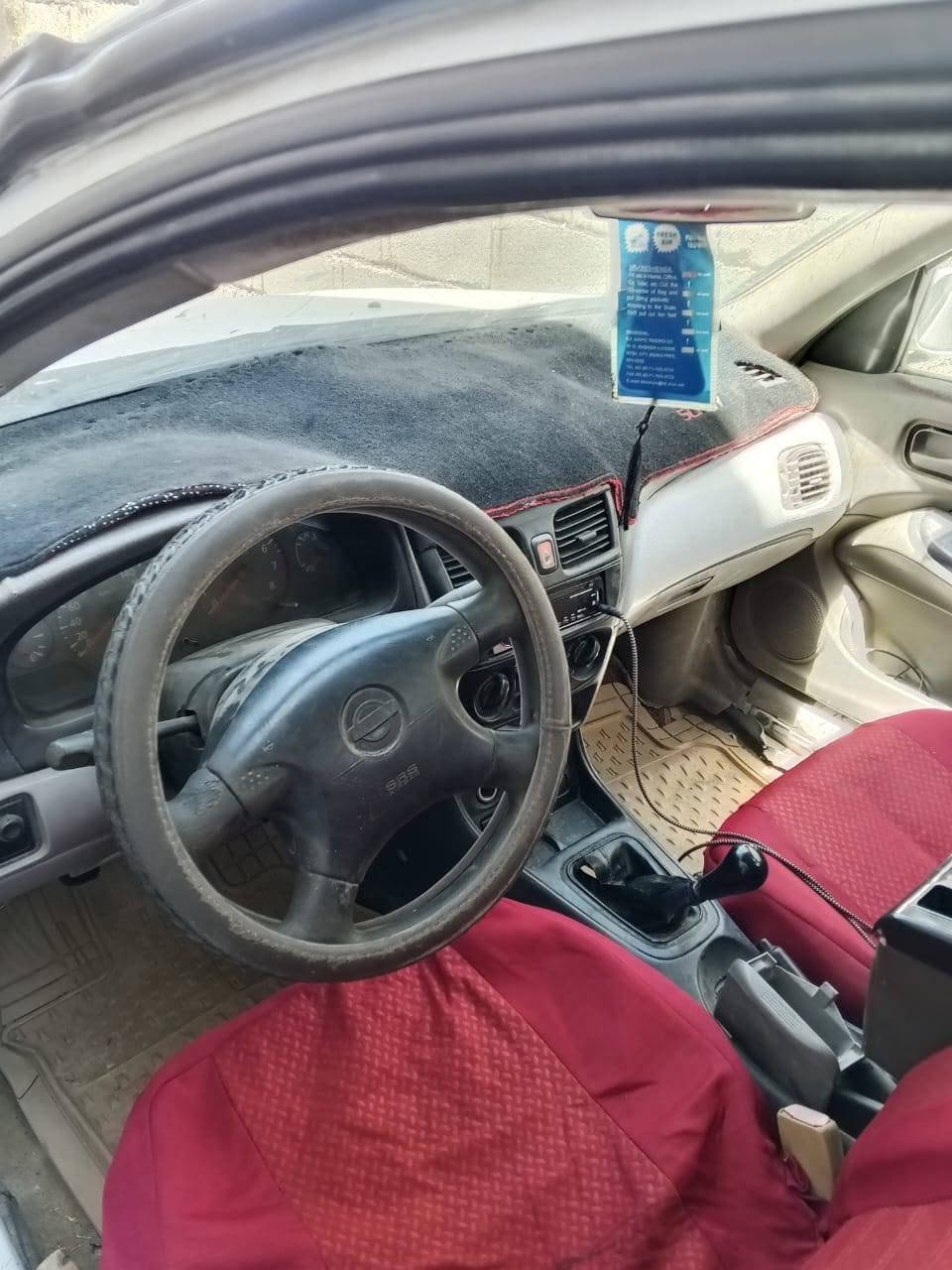 السلام عليكم
نيسان صني بيضاء موديل 2002 رقم بغداد تحويل مباشر تبريد شغال محرك 1800 قير عادي مصبوغة حزام سيارة جاهزه شغل واطلع للموصل السعر 58وفيها مجال 
المكان الانبار الرمادي الجزيرة ***********
