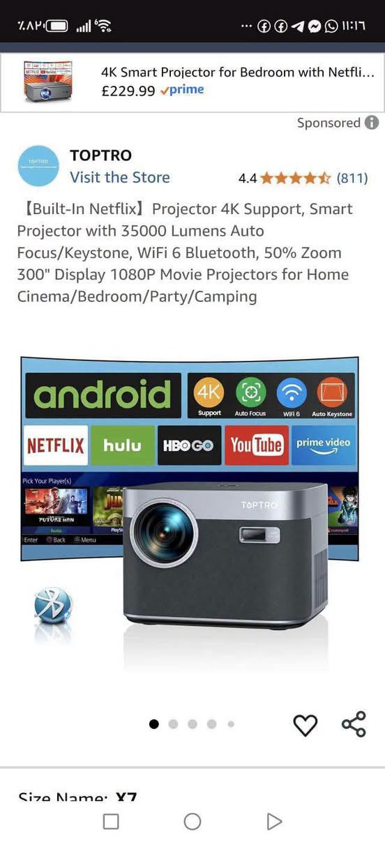 🔥جهاز العرض Toptro smart projector 🔥 السعر 135 الف
داتا شو اندرويد السعر مناسب جدا 
 هو من احدث أجهزة العرض الذكي يعرض بدقة أصلية تبلغ Full HD (1080P)  الوان سينمائية بأعلى دقة 📽️🎥
بعد ما تحتاج تروح للسينما جبتلك السينما البيتك 🥰😍
يتميز بمواصفات محبوبة 🥰
🔴 يدعم إدخال فيديو 4K، ويتميز بوظائف التركيز التلقائي وتصحيح الانحراف التلقائي لسهولة الإعداد. (أوتو فوكس )
المواصفات الرئيسية :-
🔴يتميز جهاز العرض Toptro x7بمواصفات متقدمة تجعله مناسبًا لتجربة السينما المنزلية: 
الدقة والسطوع: 
🔴 الدقة الأصلية: 1920 × 1080 بكسل (Full HD).
🔴 دعم 4K: يقبل إشارات فيديو بدقة 4K.
🔴 السطوع: حوالي 700 لومن ANSI. و 35000 لومن
🔴 نسبة التباين: 30.000:1.
الميزات الذكية:
التركيز التلقائي (Auto Focus): يضبط وضوح الصورة تلقائيًا دون تدخل يدوي. كما يوجد فوكس الالكتروني في الرمونت للتحكم ايظا 
تصحيح الانحراف التلقائي (Auto 6D Keystone Correction): يضمن صورة مستطيلة الشكل تلقائيًا حتى عند العرض بزاوية مائلة.
الاتصال:
شبكة WiFi 6: تقنية لاسلكية فائقة السرعة وأكثر استقرارًا لتجربة بث سلسة.
بلوتوث 5.2 (ثنائي الاتجاه): يمكن توصيله بأجهزة صوت خارجية (مثل مكبرات الصوت) أو استخدامه كمكبر صوت بلوتوث مستقل.
الصوت والعرض:
مكبرات صوت مدمجة: مزود بمكبرات صوت Hi-Fi بقوة 12 واط.
حجم الشاشة: يمكنه عرض صورة بحجم يتراوح من 40 إلى 300 بوصة.
وظيفة التكبير/التصغير: إمكانية تقليل حجم الصورة من 100% إلى 50% دون تحريك الجهاز.
التصميم والمنافذ:
محرك بصري محكم الغلق: تصميم لمنع دخول الغبار وتقليل البقع السوداء على الشاشة.
المنافذ: يشمل منفذي HDMI، ومنفذي USB، ومنفذ AV، ومنفذ صوت 3.5 ملم.
عمر المصباح: يصل عمر مصباح LED إلى 100,000 ساعة. 
السعر مناسب جدا 
العنوان بغداد حي القاهرة ويوجد توصيل بغداد ومحافظات 5 الف 
للحجز والاستفسار مراسلة الصفحة 
واتساب 
***********
#داتاشو_عارض_سينمائي
#تعليم#مدارس
