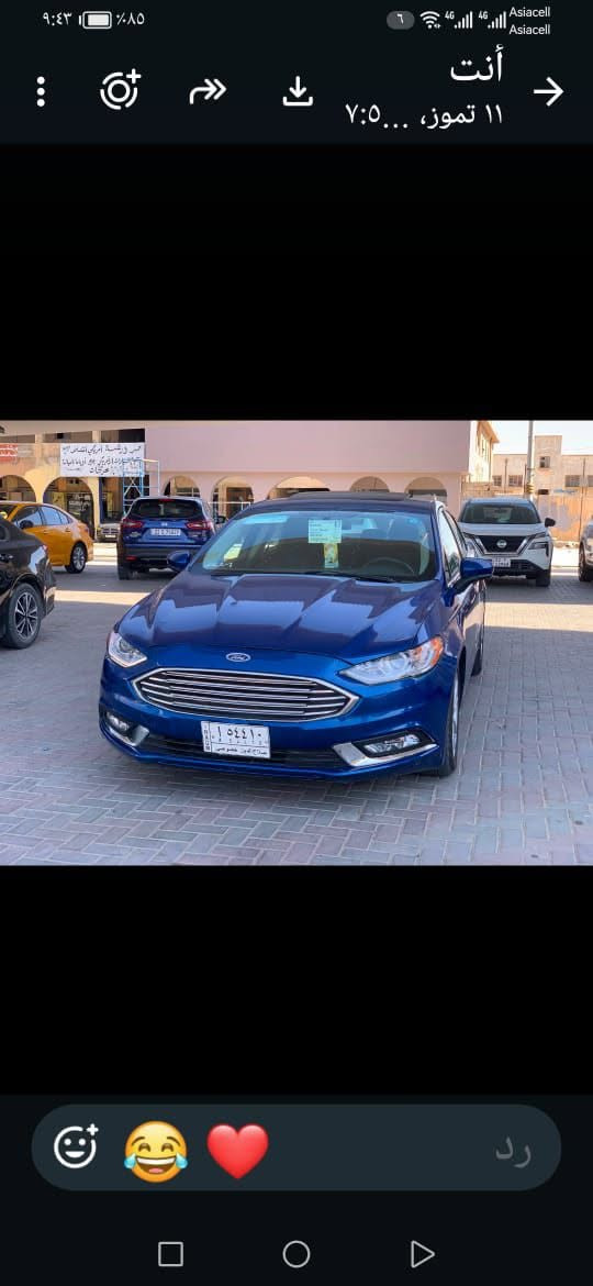 فورت فيوجن ١٧ هايبر مشروع وطني رقم صلاح الدين فول مواصفات بصمه  تناته سقف محرك 2000 المرغوب كير بكره محرك شرط وشرط التحويل صبغ حزام بدون اي حادث سعر٨٥ وبي مجال بسيط

نص مكتوب في الصور:
- انت 11 تموز، 07:05 Asiacell Asiacell رد
- انت ١١ تموز، ٠٧:٠٥
- Asiacell Asiacell أنت ١١ تموز، ٠٥:٧ رد
- أنت ١١ تموز، ٧:٥
- انت ١١ تموز، ٠٧:٠٥ Asiacell Asiacell رد