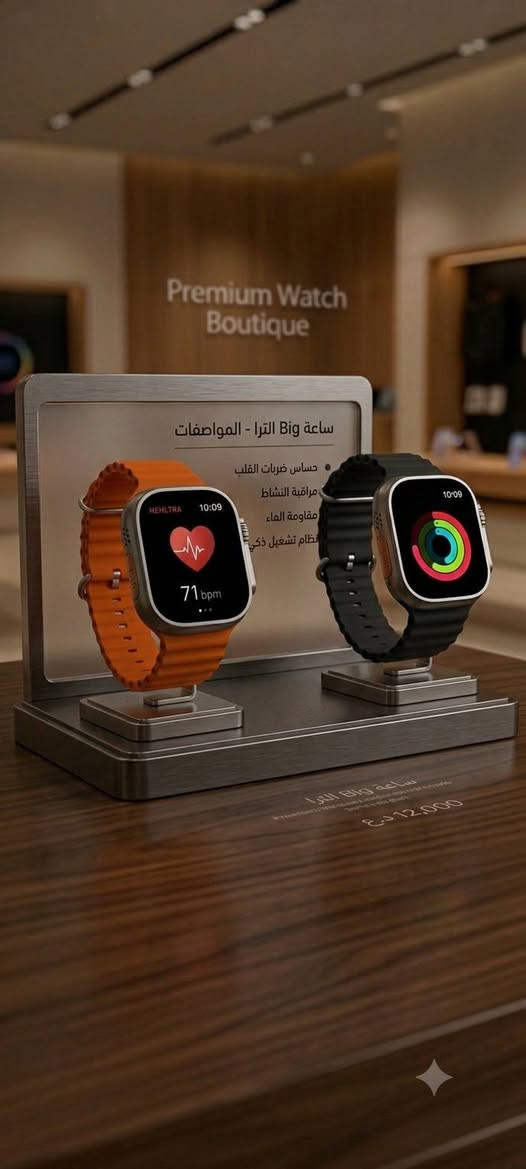 ⌚ ساعة Ultra BIG الذكية
الفخامة، الحجم الكبير، والتقنية الأصلية بين يديك!
💵 السعر: 30 ألف دينار فقط! 🇮🇶
🚚 التوصيل: مجاني لجميع المحافظات! 🎁
✨ لماذا تختار ساعة Ultra BIG؟
💎 تصميم مطابق للأصلية: ظهر مثبّت ببراغي حقيقية وأزرار جانبية مخصصة لفك السير بسهولة.
🖥️ شاشة عملاقة: شاشة لمس كاملة بدقة عالية وحجم 49mm.
📱 توافق تام: تعمل مع جميع الأجهزة والهواتف (Android & iOS).
📞 اتصال مباشر: إجراء واستقبال المكالمات وسماع الموسيقى مباشرة من الساعة.
🩺 مساعدك الصحي:
قياس معدل ضربات القلب وضغط الجسم.
تتبع الحركة، والأنشطة الرياضية، وساعات النوم.
🔋 شحن لاسلكي: مرفق معها شاحن دائر مغناطيسي مطابق للأصلية + سير ربر مريح.
💡 معلومات الاستخدام:
التطبيق الخاص: تعمل عبر تطبيق Microfit (يتم تحميله بسهولة بواسطة الـ QR كود داخل الكتالوج).
طريقة الربط: تُربط مباشرة عن طريق البلوتوث.
⚠️ تنويه بسيط: الساعة تأتي مع سير واحد، وهي غير مخصصة للماء، ولا تدعم فتح الصور.
📲 لحجز طلبك الآن، تواصل معنا عبر الواتساب:
📞 ***********
