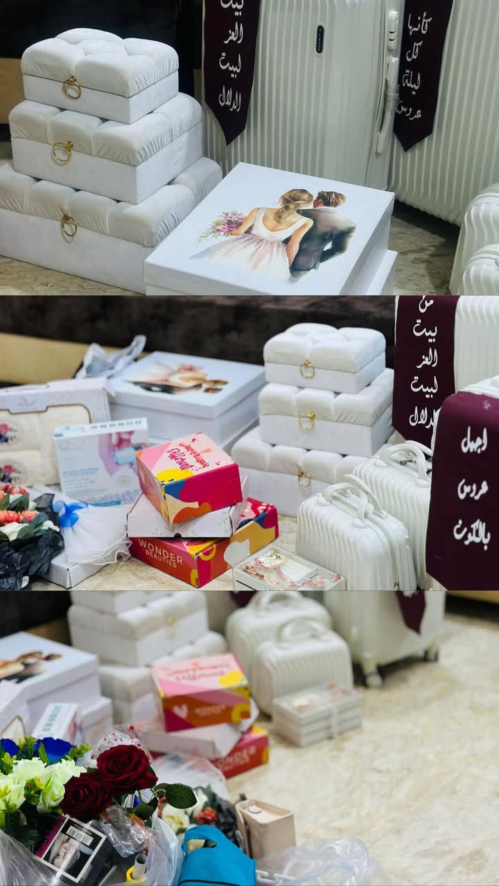 بنات جنط عرايس لنقل ملابس الجهاز  اكثر من شكل واكثر من زينه ايجار وبأنسب الاسعارويبقن يمكم ثلاثه ايام ومتوفر بوكسات عروس وكذالك جنطه عريس 🥰🥰للحجز والاستفسار  ***********
