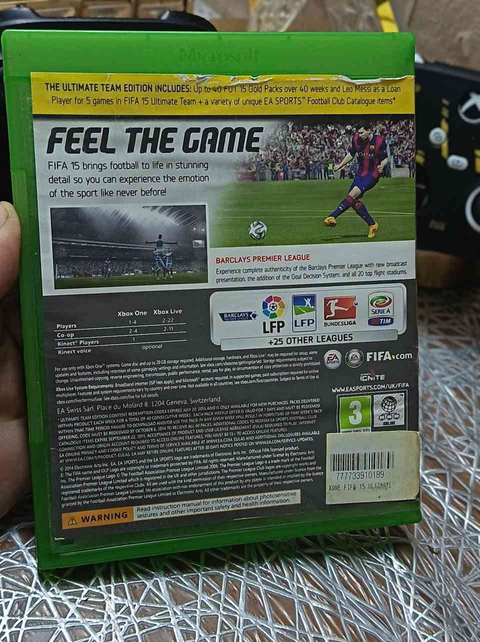 قرص اكس بوكس فيفا 15 السعر 10 ومتوفر توصيل لجميع محافظات العراق

نص مكتوب في الصور:
- Xbox Center ***********