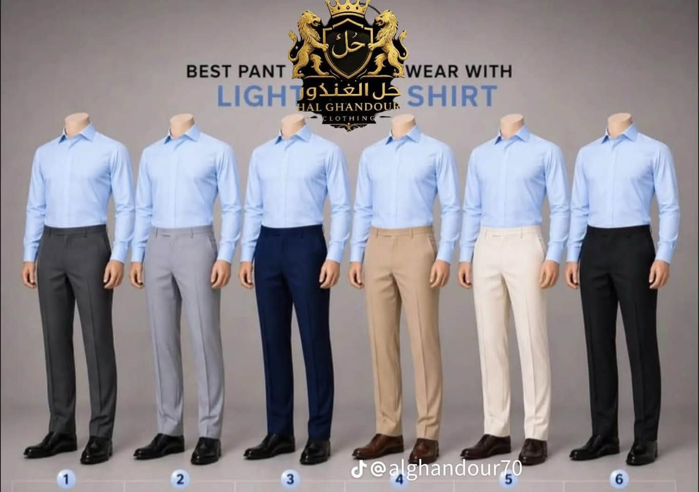 قميص شبابي صادة و مقلم 
متوفر بقياسات
S M L XL XXL XL3 
📍سوق القيارة مجاور بيت الأمل مقابل فرع الخياطين
📱***********

نص مكتوب في الصور:
- BEST PANT WEAR WITH LIGHT SHIRT
- جل الغندور
- HAL GHANDOUR
- CLOTHING
- 1 2 3 4 5 6
- @alghandour70