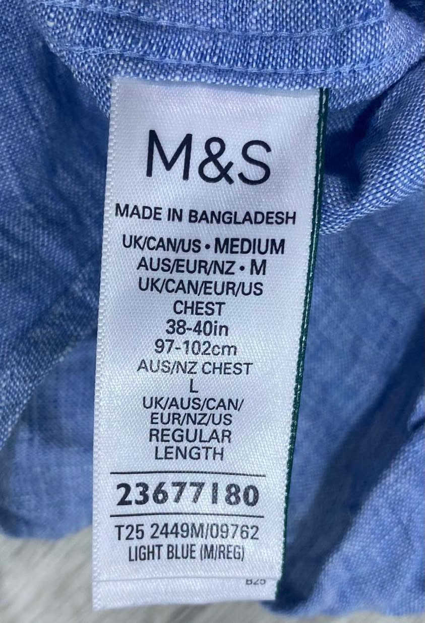 البراند: M&S ( برطاني )
الحالة: جديد غير مستخدم 

​الخامة : 100% لينن
​
​المقاس: M

عرض الصدر: 54 سم

الطول: 72 سم

​بلد الصنع: بنغلاديش 

السعر: 25 الف مع التوصيل
