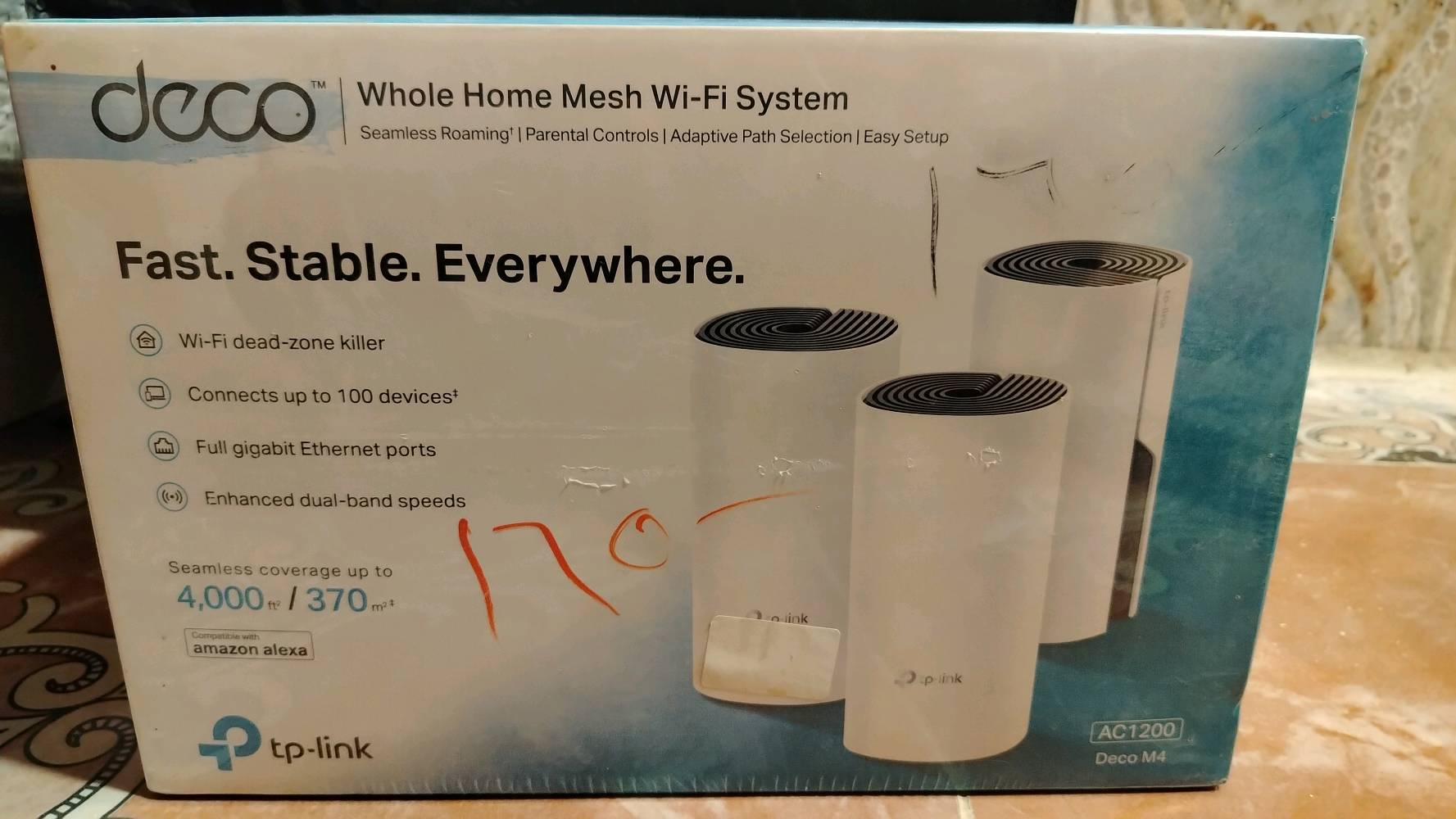 نظام TP-Link Deco M4 لتغطية الواي فاي للبيت بالكامل
 Whole Home Mesh Wi-Fi System
 تقنية Mesh لتغطية متواصلة بدون انقطاع
 تغطية تصل إلى 370 م2
 يدعم اتصال ما يصل إلى 100 جهاز
 سرعة AC1200 ثنائية النطاق
 منافذ Gigabit Ethernet
 يدعم Seamless Roaming والتحكم الأبوي
 سهل الإعداد والاستخدام
 جديد بالكارتون ومجلد، مثل ما موضح بالصورة 
 السعر: 165 ألف دينار فقط
 للجادين مراسلة خاص.