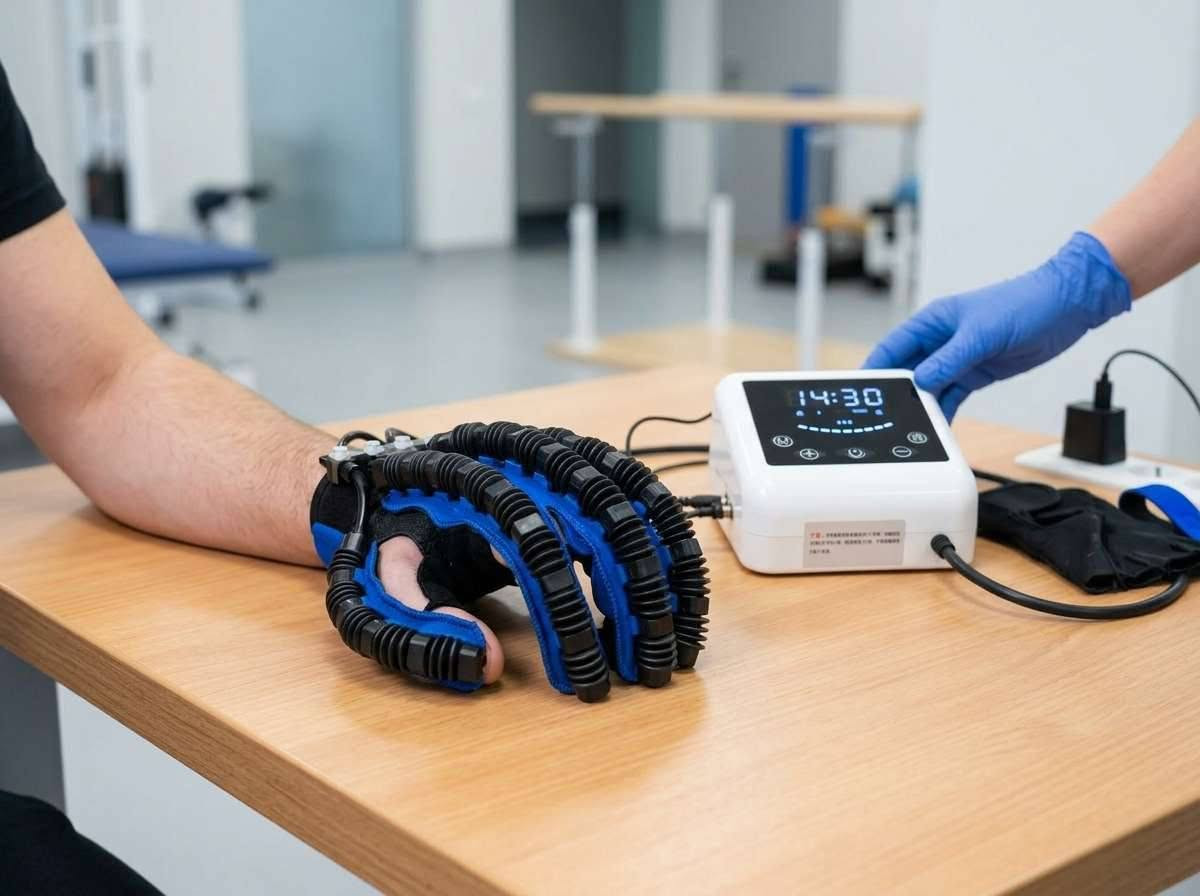 جهاز تدريب إعادة تأهيل وظائف اليد
Hand Function Rehailitation Trainingdevice

🔷الاستخدامات

🔹إعادة تأهيل اليد بعد الجلطات أو الإصابات أو العمليات الجراحية.

🔹تحسين حركة الأصابع وإعادة بناء القوة والمرونة لمرضى الأعصاب.

🔹تخفيف التشنجات والتيبّس واستعادة القدرة على القبض والفتح.

🔹تدريب التحكم العصبي الحركي لمرضى الشلل النصفي وكبار السن.

🔹مناسب للعلاج الفيزيائي المنزلي أو للمراكز الطبية.

⭐المميزات

🔹قفاز رئيسي (يمين أو يسار) يتوفر بمقاس XL حسب اختيار المستخدم.

🔹يأتي المنتج مع كف مساعد (Mirror Glove) يعمل كأداة للتحكم بحركة القفاز الرئيسي، حيث يقوم المستخدم بتحريك الكف السليم ليقوم القفاز العلاجي بتقليد الحركة تلقائيًا.

🔹نظام ذكي لتحفيز الأعصاب وتحريك الأصابع عبر آلية قبض وفتح آلية مدروسة.

🔹وحدة تحكم إلكترونية بواجهة لمس لضبط قوة الشد، سرعة الحركة، وعدد التكرارات.

🔹دعم كامل لجميع أصابع اليد من خلال أنظمة سحب مرنة تحاكي الحركة الطبيعية.

🔹مناسب لمرضى ضعف العضلات، إصابة الأعصاب، تيبّس الأصابع، أو فقدان التحكم الحركي.

🔹مواد مرنة ومريحة تضمن جلسة علاجية طويلة بدون انزعاج.

🔹مستوى أمان عالٍ يعمل بطاقة 5V عبر شاحن USB.

🔹سهل الاستخدام بدون تجربة سابقة أو إشراف مباشر من مختص.

🔹وضعيات تدريب متعددة(قبض – فتح – تدريب تدريجي – نمط ذكي).

🔷المواصفات التقنية:

🔹الطاقة: 5V USB

🔹آلية العمل: محرك + نظام سحب ميكانيكي للأصابع

🔹وضعيات التدريب: متعددة

🔹مدة الجلسة الموصى بها: 20 دقيقة – 4 مرات يوميًا (حسب الكتالوج)

📦محتويات الصندوق

🔹قفاز علاجي رئيسي: يميني أو يساري – مقاس XL(حسب النسخة الموجودة داخل العلبة).

🔹كف مساعد للتحكم بالحركة (Mirror Glove).

🔹وحدة التشغيل الإلكترونية.

🔹أشرطة دعم وتثبيت إضافية.

🔹كيبل USB + رأس شاحن.

🔹دليل استخدام كامل.

🔹علبة التغليف بقياس:

🔹الطول 23 سم – العرض 15 سم – الارتفاع 13 سم.

📝الملاحظات

🔹المنتج يحتوي على قفاز علاجي واحد فقط، وليس زوجً.

🔹يجب اختيار النسخة المناسبة قبل الاستخدام (يمين و يسار –XL).

🔹الكف المساعد لا يُستخدم للعلاج، بل للتحكم بالقفاز الرئيسي لتقليد الحركة.

🔹يجب البدء بتمارين خفيفة ثم زيادة الشدة تدريجيًا.

🔹غير مناسب لمن لديهم جروح أو التهابات في اليد.

💳 ألسعر / 80،000 IQD
🚚يوجد خدمة توصيل
بغداد/ 3000 IQD
ألمحافظات/ 5000 IQD
