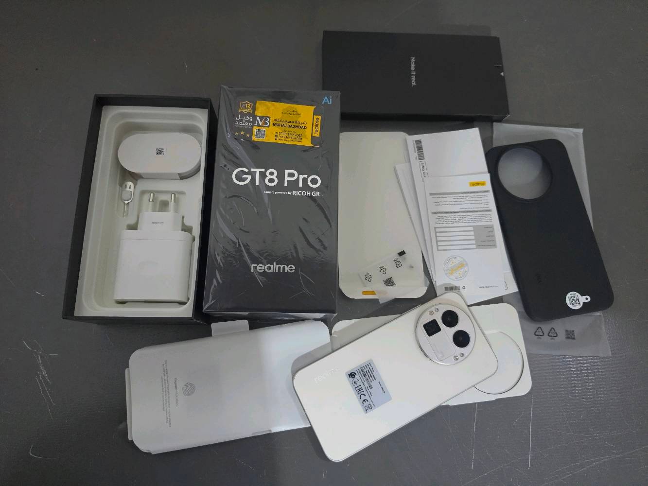 ريلمي gt 8 pro  ذاكرة 512 رام 16 ضمان وكالة MB استخدام اسبوع فقط شرط نظافة 100% ملحقات مامستعملة شرط للبيع السعر مليون و200 مجال كلش بسيط مكاني بغداد اي استفسار عالرقم ***********