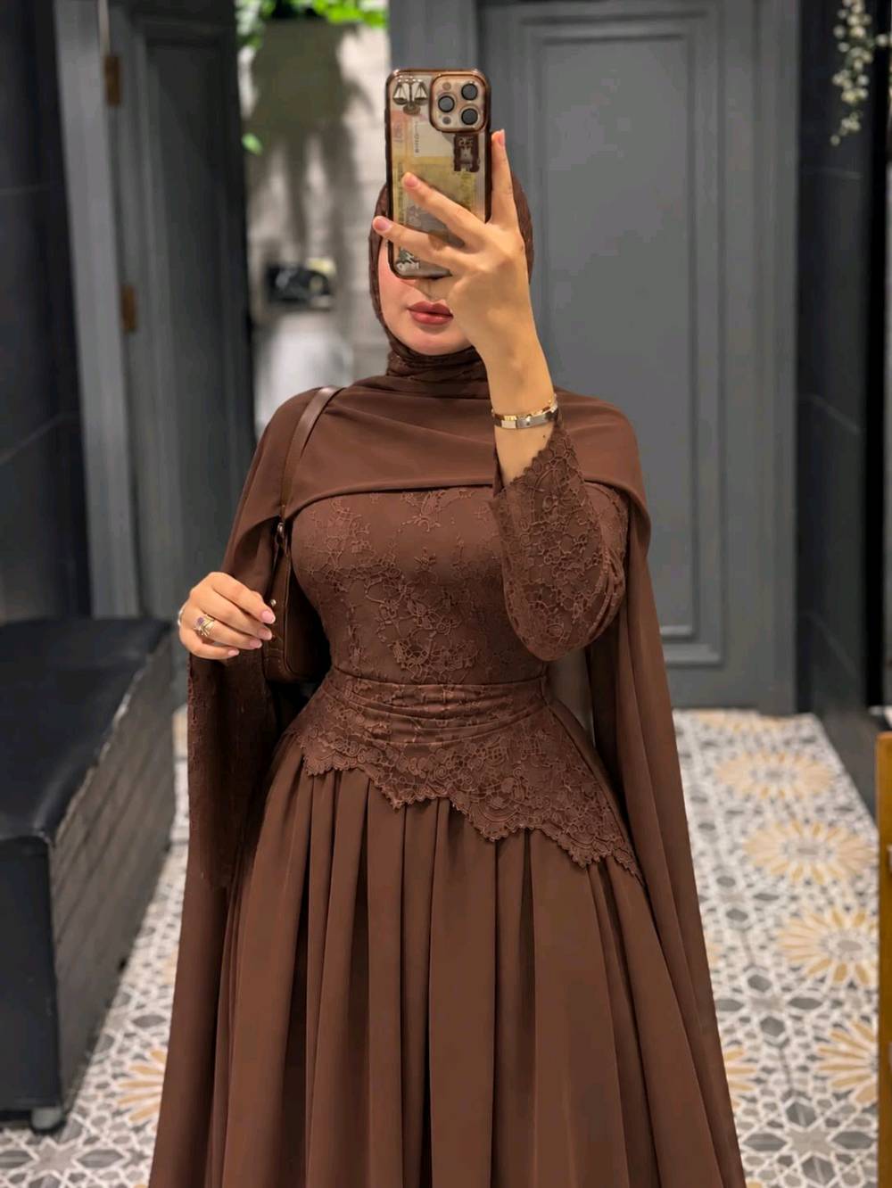 فستان وشاح • شيفون كيبور • مقاسات ٣٨-٤٨