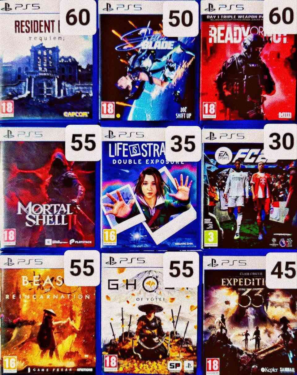 مستخدم PS4 وPS5  مجموعة كبيرة 
⚠️ حجز وتبديل عبر الخاص او واتساب 
 
✅تثبيت الحجز بالخاص برقم وعنوان لسرعة التثبيت
 ❗️واذا عندك مراوس ارسل شنو عندك..
—————————————————
🚌 كل محافظات العراق ب5 الف فقط 
—————————————————
 🗺 العنوان بغداد الحبيبيه قرب جامع ذو الفقار 
—————————————————
 💬 *********** واتساب 
—————————————————
للمزيد تابع الصفحة

نص مكتوب في الصور:
- 55 60 60 45 40 65 25 40 35
- 60 50 60 55 35 30 55 55 45
- 60 80 60 35 60 50 55 45 40
- 60 55 70 65 30 45 55
- 35 30 25 20 35 45 45 35 40
- 25 25 55 25 25 65 25 55 25
- 25 30 60 30 35 35 35 25 60
- 50 20 40 30 45 25 25 20 25
- 25 20 35 20 50 25 35 30 35
