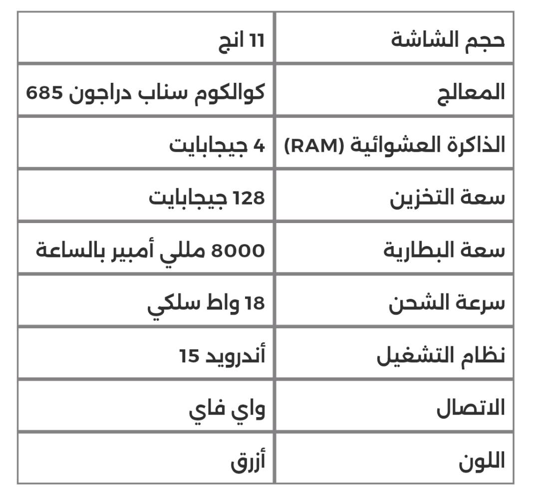 تبلت ١١ بوصة • بطارية ٨٠٠٠ مللي • جديد ضمان ١٢ شهر