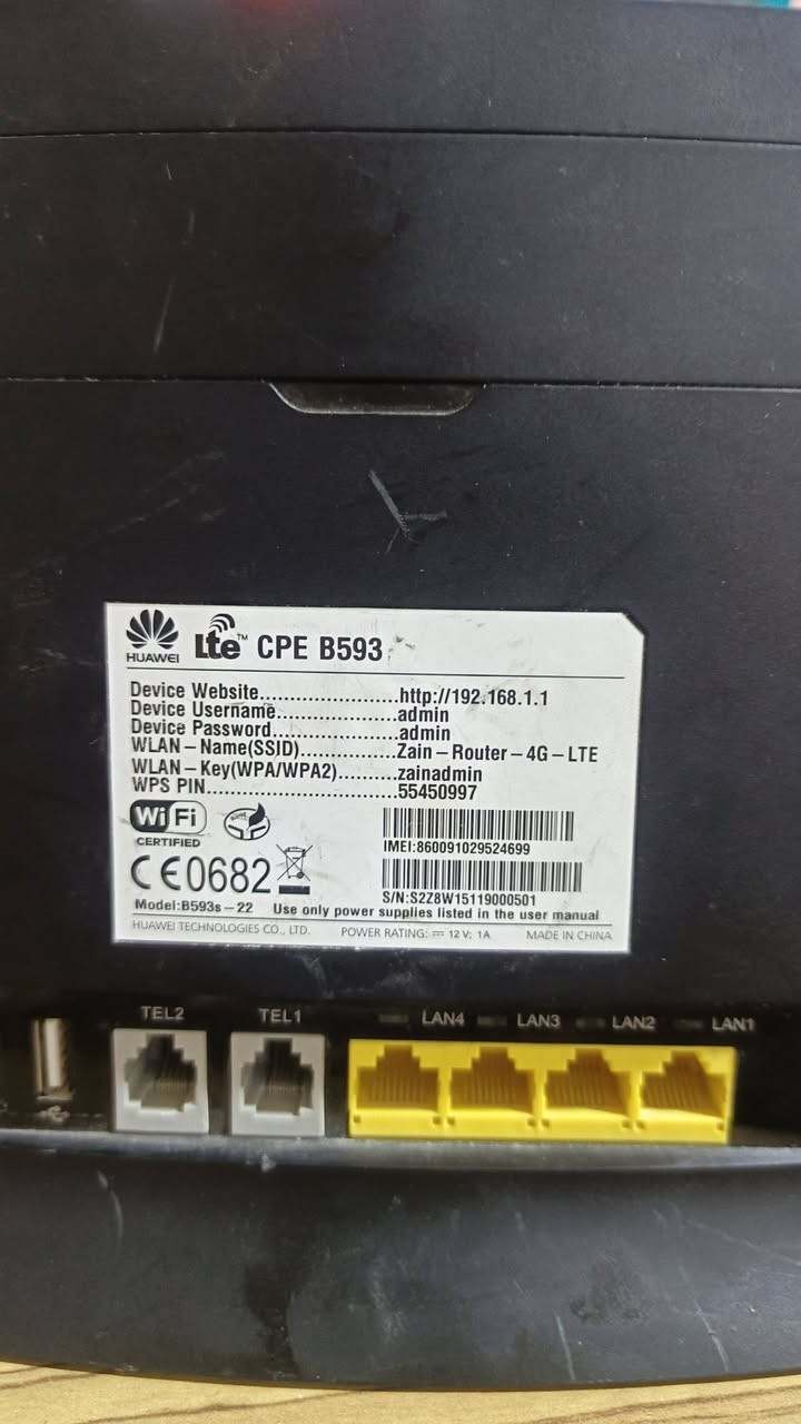 متوفر راوترات هواوي
شغالات بس جايات بدون شاحنه ولا اريل
سعر القطعه 25 الف
توصيل 5
HUAWEI B593
HUAWEI B315s-22
البصرة قضاء المدينة
***********
