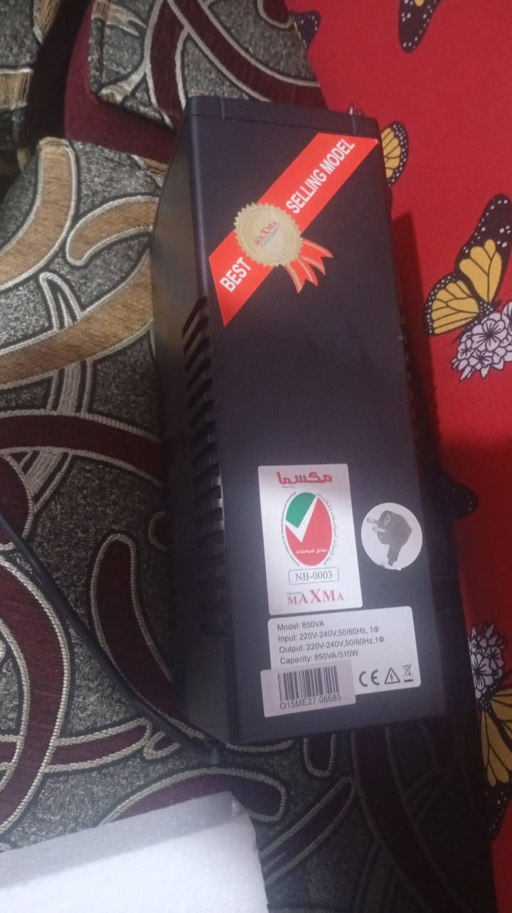 السلام عليكم يابه، ups maxma 850 للبيع
استخدام شهرين قليل اخذته علمود بلي و شاشه وراهه اخذت بيسي و البيسي يصرف طاقه ميتحمله ال ups اخذت واحد ثاني
نظيف نظيف بالباكيت اخذته ب 50 اتوقع انقطيت، ابيعه ب 35 قفل
مكاني العامريه بغداد اذا تحب تجيني او توصيل مناطق قريبه ب 5

يجيك بالكارتون مال يوبياس الجديد مالتي لان ماعندي الكارتون القديم 
هذه رقمي 
***********
