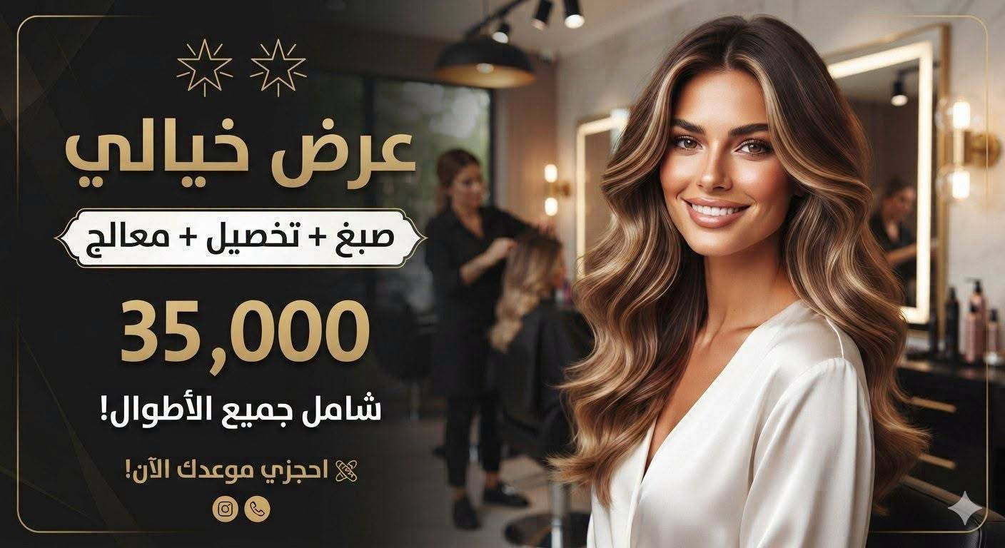 ✨ صالون البيان يعلن عن أقوى عروضه! ✨
🔥 خصم 50% على جميع الأقسام 🔥

💇‍♀️ عروضنا المميزة:
• صبغ مع تخصيل — 25 ألف
• بديكير — 5 آلاف
• منيكير — 5 آلاف
• جل إكستنشن — 20 ألف
• تسريح مع معالج — 50 ألف
• فيشل فيس — 15 ألف
• جميع أنواع التاتو — 25 ألف
• جلش — 10 آلاف
• رموش شهرية — 10 آلاف
• حف مع بشرة — 10 آلاف
• حمام مغربي — 20 ألف
• صبغ مع كنتور ومعالج — 25 ألف

💖 بنات لا تفوتكم العروض!
أسعار مميزة وخدمات متنوعة بانتظاركم 🌸

📍 العنوان: بغداد – الغزالية – شارع المشجر
📌 قرب محطة الوقود، مقابل خدمات حسين الشمري

📞 للحجز والاستفسار:
***********

🔥 صالون البيان... جمالكِ يستحق الأفضل! 💕

نص مكتوب في الصور:
- @albayin11
- Meta AI
- عرض خيالي صبغ + تحصيل + معالج 35,000 شامل جميع الأطوال! احجزي موعدك الآن!
- صالون البيان للسيدات AL-BAYAN LADIES SALON عروض خيالية! جميع أنواع تاتو الحواجب فقط 25,000 دينار عراقي مايكروبليدينج أمبري باودر شعرة بشعرة صالون البيان للسيدات بغداد الغزالية شارع المشجر micro Phibrows block
- البيان AL BAYAN SALON صالون البيان BEAUTY LOUNGE عروض أيام محدودة فقط SPECIAL OFFERS قائمة العروض الحصرية 25 أكريليك أظافر 15 السعر الحالي: 15 السعر السابق: WAS NOW: السعر الحالي 50 حمام مغربي 20 السعر الحالي: 20 السعر السابق: WAS NOW: السعر الحالي 450 كوكيز شعر 250 السعر الحالي: 250 السعر السابق: WAS NOW: السعر الحالي 50 مكياج وتسريحه 40 السعر الحالي: 40 السعر السابق: WAS NOW: السعر الحالي احجزي موعدك الآن! لا تفوتي الفرصة! @albayin11
- صالون البيان يقدم: باقة الدلال الكاملة بكج الجمال الملكي ٤٠,٠٠٠ ل.س. 3 منيكير بديكير حمام مغربي 5 تنظيف بشرة 4 حف صالون البيان albayin11 @ احجزي موعدك الآن!