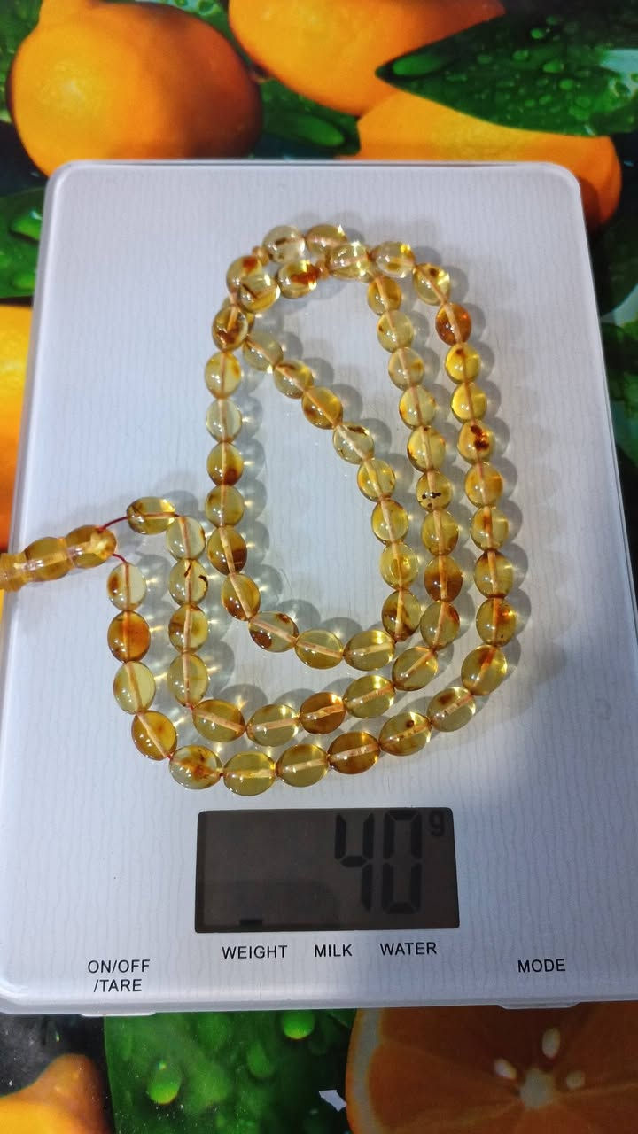 مسبحه كهرب حر طبيعي 66 حبه بيض الحمام الوزن 40 غرام للبيع للتواصل واتس آب *********** السعر مناسب ...بغداد
