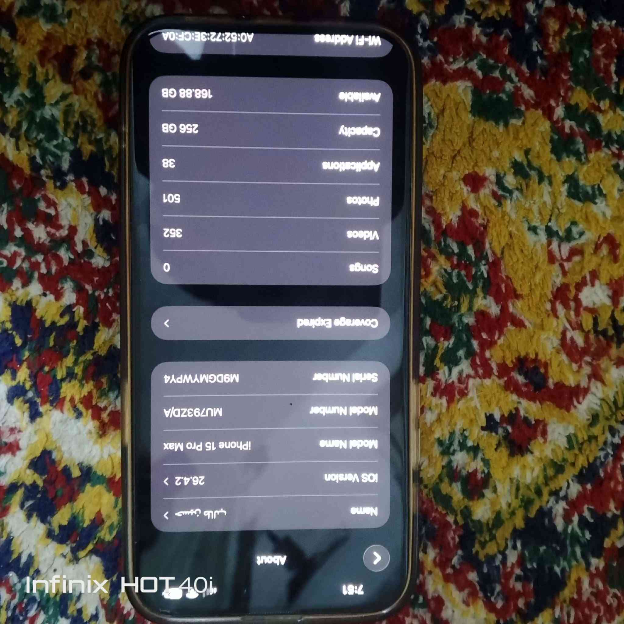 مكلف بلنشر ايفون15 برو ماكس نضافه 100 بل100 ذاكره 256
بطاريه 87  السعر 1150وبي مجال رقم صاحب الموبايل ‏‪***********‬‏
