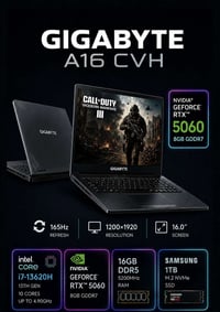 GIGABYTE A16 CVH Intel Core i7-13620H – 13th Gen  NVIDIA GeForce RTX 5...