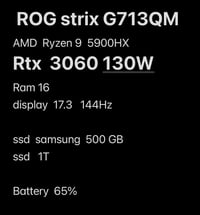 ROG G713QM • RTX 3060 • رام ١٦