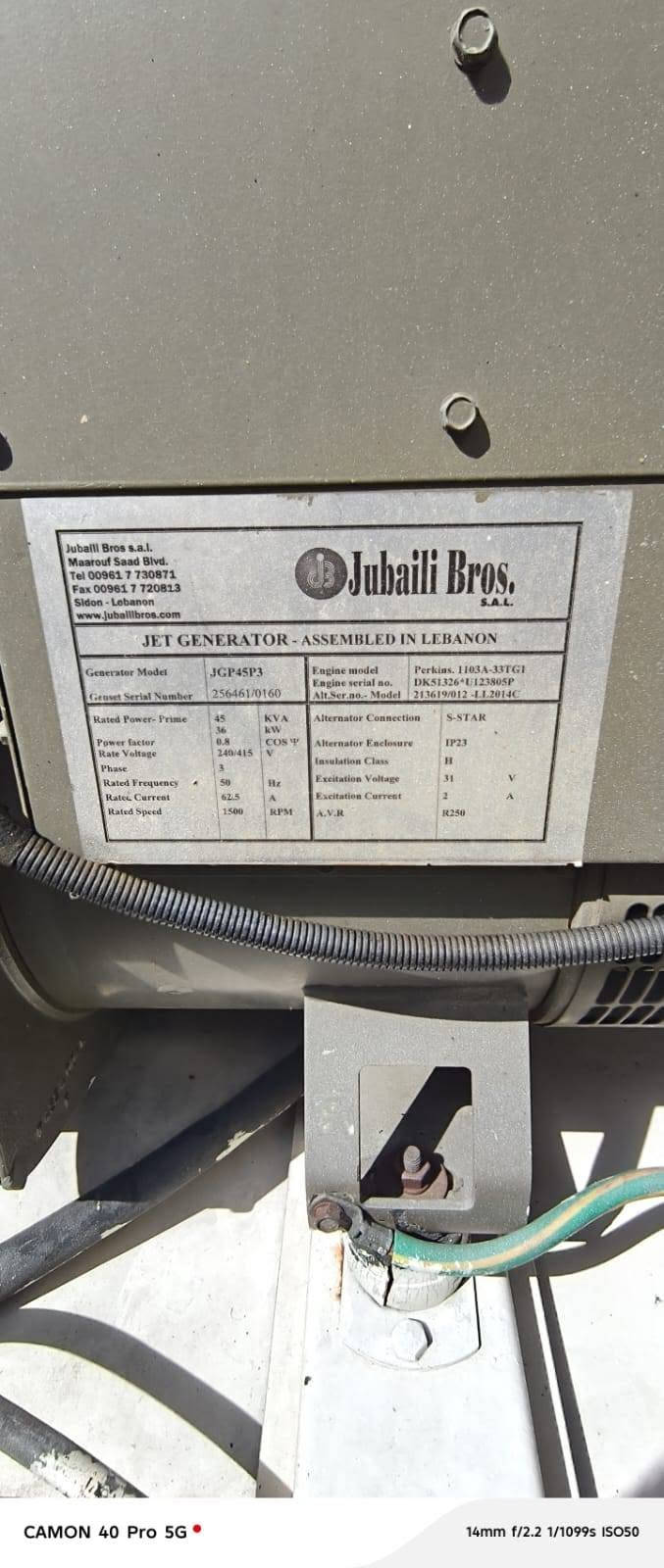 للبيع مولده بيركنز انكليزي 45 KV كاتم 

السعر 43 او بيها مجال

للأستفسار والتواصل ***********

نص مكتوب في الصور:
- CAMON 40 Pro 5G 14mm f/2.2 1/60s ISO101
- CAMON 40 Pro 5G 14mm f/2.2 1/1148s ISO51
- CAMON 40 Pro 5G
- 14mm f/2.2 1/214s ISO50
- CAMON 40 Pro 5G 14mm f/2.2 1/100s ISO75
- CAMON 40 Pro 5G 14mm f/2.2 1/1304s ISO50
- CAMON 40 Pro 5G 14mm f/2.2 1/60s ISO138
- CAMON 40 Pro 5G• 14mm f/2.2 1/87s ISO100
- CAMON 40 Pro 5G 14mm f/2.2 1/916s ISO50