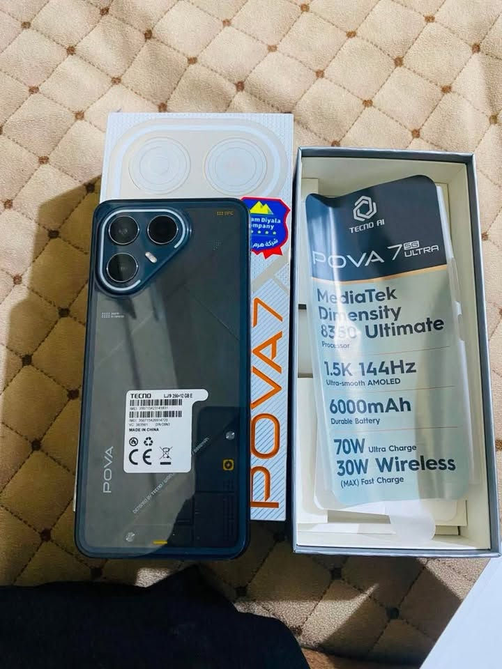 🔥 وحش الألعاب والبوبجي للبيع أو المراوس 🔥
للبيع أو المراوس جهاز Tecno Pova 7 Ultra 5G (نسخة الألترا الخارقة)، الجهاز غني عن التعريف وسعره بالجديد غالي ومكلف!
ليش هذا الجهاز قنبلة للألعاب وبوبجي؟
 المعالج: Dimensity 8350 Ultimate – أداء صاروخي سلس وثبات فريمات عالي بالبوبجي بدون تقطيع ولا لاغ.
 الرام والذاكرة: رام 24GB (12+12) مع ذاكرة 256GB – تنزيل ألعاب ثقيلة وتفتح أطلس التطبيقات بلمشة عين.
 الشاشة: AMOLED بدقة 1.5K ومعدل تحديث 144Hz – سلاسة واستجابة لمس خيالية بالرمي والتنقل.
 البطارية والشحن: بطارية ضخمة 6000mAh تدوم أوقات لعب طويلة + شحن سريع 70W وشحن لاسلكي 30W.
الحالة: الجهاز أخت الجديد ونظيف جداً مع كامل ملحقاته والباكيت.
💰 السعر المطلق: 357 ألف (سعر قفل ومناسب جداً مقارنة بسعر الجديد)
🔄 المراوس: متوفر حسب الرغبة والجهاز المعروض. مراوس ايفون هم ***********
