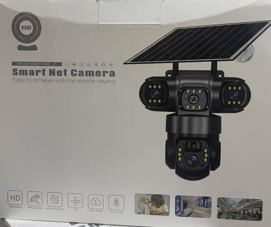 كاميرا طاقة شمسية جديدة غير مستخدمة
للتواصل واتساب ***********
السعر 60

نص مكتوب في الصور:
- 1.SOLAR PANEL CHARGE
- DC 5V
- 2.TYPE-C CHARGE
- GEYUNE 12MP SUPER HD Built-in Battery Shot 1: Look door Shot 2: Look left Shat 3: Look right WiFi 4G V380 PRO Three lens Three screens 2 Way Audio Humanoid Night Vision Smart Floodight
