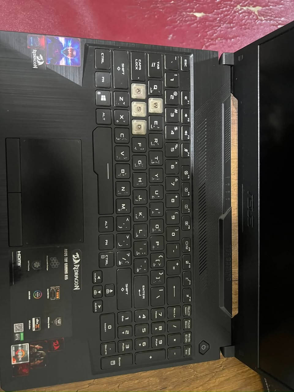 ‎للبيع لابتوب ASUS TUF Gaming A15 🎮🔥
‎الجهاز نظيف ومواصفاته قوية جداً للگيمينگ والتصميم:
🔹 CPU: AMD Ryzen 7 4800H�🔹 GPU: NVIDIA GeForce RTX 2060 6GB�🔹 GPU إضافي: AMD Radeon Graphics�🔹 RAM: 16GB DDR4 3200MHz�🔹 Storage: SSD NVMe 512GB تقريباً�🔹 الشاشة: 15.6" FHD 144Hz�🔹 الموديل: ASUS TUF Gaming A15 FA506IV�🔹 مناسب للألعاب، المونتاج، التصميم والبرامج الهندسية�🔹 الجهاز شغال تمام وما بيه مشاكل حسب الفحص�🔹 الحرارة بالصور تقريباً 61–64° أثناء الاستخدام�🔹 ويا الشاحن الأصلي
‎💰 السعر: 850,000 دينار قابل للتفاوض بشكل بسيط�📍 البيع نقداً / فحص الجهاز بالمكان 
للمهتم ***********
