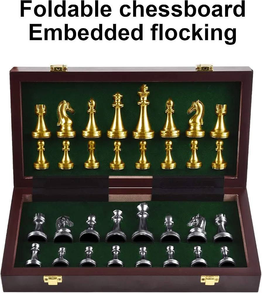 ٤٥ على أول تم

نص مكتوب في الصور:
- Foldable chessboard Embedded flocking
- CHESS PIECE SIZE Exquisite craftsmanship, perfect size King Queen Pawn Quarter UNITED STATES OF AMERICA IN GOD WE TRUST LIBERTY QUARTER DOLLAR 2.6inch 66mm 2.28inch 58mm 1.5inch 38mm 0.96inch 24.26mm 1.22inch/3.1cm 1.18inch/3cm 0.98inch/2.5cm 0.96inch/2.4cm
- 29cm/11.42in 14.5cm/5.7in 5.4cm/2.13in