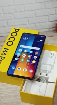 متاح جهاز بوكو M6 pro pla كامل ملحقات ذاكره 512الشاشة 120هرتز الرام 24...