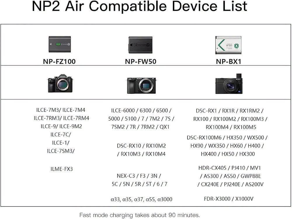 شاحن بطاريات كاميرا سوني NP2 Air 🫡🔥
تطبيق لمعرفة الشحن والتحكم بالشحن ✅

حمايه من التيار العالي ✅

منفذ شحن تايب سي ✅

ليد أضائه لمعرفة الشحن الكامل ✅

سهل الحمل والتركيب ✅ 

توافق واسع مع بطاريات كاميرا سوني 

موديل NP - FZ100 ✅

ILCE-7M3/ILCE-7M4 ILCE-7RM3/ILCE-7RM4 ILCE-9/ILCE-9M2 ILCE-7C/ILCE-1/ILCE-7SM3/ILME-FX3

موديل NP-FW50 ✅

ILCE-6000/6300/6500/5000/5100/7/7M2/7S/7SM2/7R/7RM2/QX1

DSC-RX10/RX10M2 /RX10M3/RX10M4

NEX-C3/F3/3N/5C/5N/5R/5T/6/7

α33, α35, α37, α55, α3000

موديل NP-BX1 ✅

DSC-RX1/RX1R/RX1RM2/RX100/RX100M2/RX100M3/RX100M4/RX100M5

DSC-RX100M6/HX350/WX500/HX90/WX350/HX60/H400/HX400/HX50/HX300

HDR-CX405/PJ410/MV1 /AS300/AS50/GWP88E /CX240E/PJ240E / AS200V

FDR-X3000/X1000V

السعر 25 الف فقط 🫡 ✅ 

توصيل جميع محافظات العراق 5 آلاف 🚚 

للأستفسار والحجز التواصل واتساب 📞 

***********

عنوان المركز : بغداد الحريه الثانيه شارع الحريه الثانيه قرب مكتبة الكروان مقابل صيدلية العنفوان مركز شمس للموبايل

نص مكتوب في الصور:
- شاحن بطاريه كاميرا SONY
- NP-FZ100
- NP-FW50
- NP-BX1
- مركز شمس
- SHAMS ELECTRONICS & MOBILES
- السعر 25 الف فقط
- *********** | @shams_canter0 | بغداد - الحرية الثانية - شارع الحرية الثانية
- NP2 Air Compatible Device List NP-FZ100 NP-FW50 NP-BX1 ILCE-7M3 / ILCE-7M4 ILCE-7RM3 / ILCE-7RM4 ILCE-9 / ILCE-9M2 ILCE-7C / ILCE-1 / ILCE-7SM3 ILME-FX3 ILCE-6000 / 6300 / 6500 / 5000 / 5100 / 7 / 7M2 / 7S / 7SM2 / 7R / 7RM2 / QX1 DSC-RX10 / RX10M2 / RX10M3 / RX10M4 NEX-C3 / F3 / 3N / 5C / 5N / 5R / 5T / 6 / 7 α33, α35, α37, α55, α3000 DSC-RX1 / RX1R / RX1RM2 / RX100 / RX100M2 / RX100M3 / RX100M4 / RX100M5 DSC-RX100M6 / HX350 / WX500 / HX90 / WX350 / HX60 / H400 / HX400 / HX50 / HX300 HDR-CX405 / PJ410 / MV1 / AS300 / AS50 / GWP88E / CX240E / PJ240E / AS200V FDR-X3000 / X1000V Fast mode charging takes about 90 minutes.
- APP Connection On your hand, is a clearer screen. With ISD Link App, you can real-time monitor battery parameters, charging status and exception information. What's more, one-click to fast charging, simple and fast. Download ISD Link 12:23 NP2 Air 89 NP-FZ100 1200mAh 01:23:12 8.0V / 1.1A 23mΩ Quick Charge 100 NP-BX1 1200mAh 01:33:12 8.4V / 1.1A 100mΩ Quick Charge USB : 5V / 10W Internal Error Alarm Tone
- Patented battery position, for 3 types of battery
- Mix-dual channel, independent quick charging
- USB-C input port
- Sound & light, sync indication
- APP operation
- Compact, small, ready to go